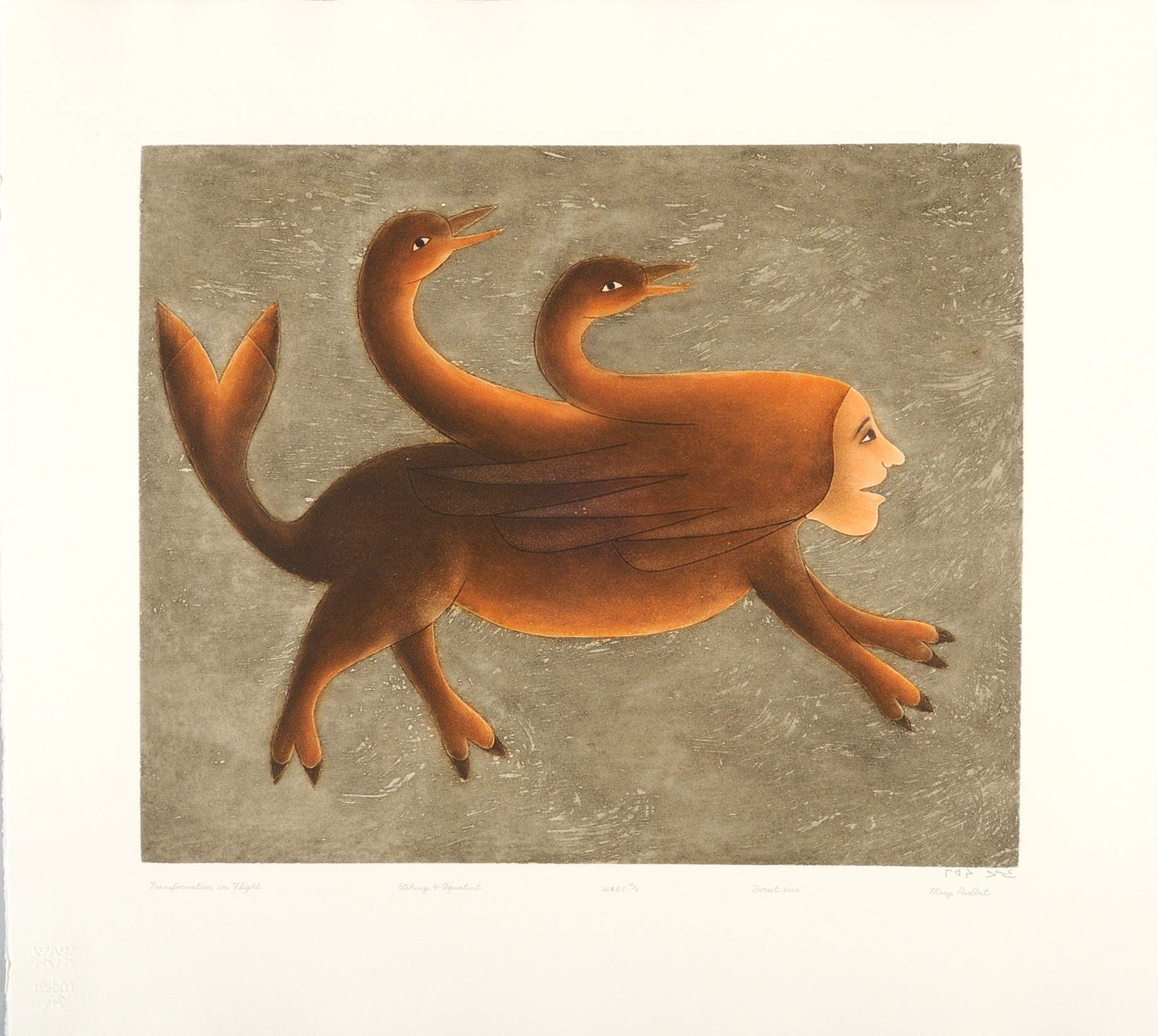 Mary Pudlat TRANSFORMATION IN FLIGHT Etching & Aquatint 2000 79.5 x 87.3 cm $600.00 CDN Released in the 2000 collection Dorset ID#: 00-17