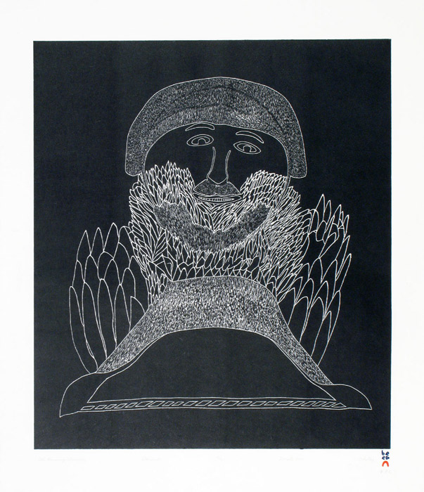 Ohotaq Mikkigak ALL-KNOWING SHAMAN Stonecut 2000 68.7 x 62.2 cm $450.00 CDN Released in the 2000 collection Dorset ID#: 00-24