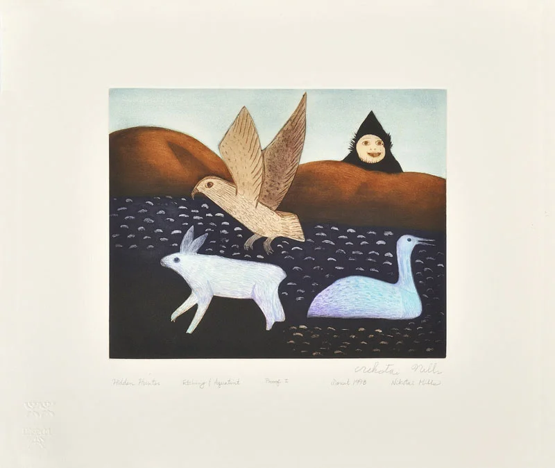 Nikotai Mills HIDDEN HUNTER Etching & Aquatint 1998 51 x 60 cm $500.00 CDN Released in the 1998 collection Dorset ID#: 98-14