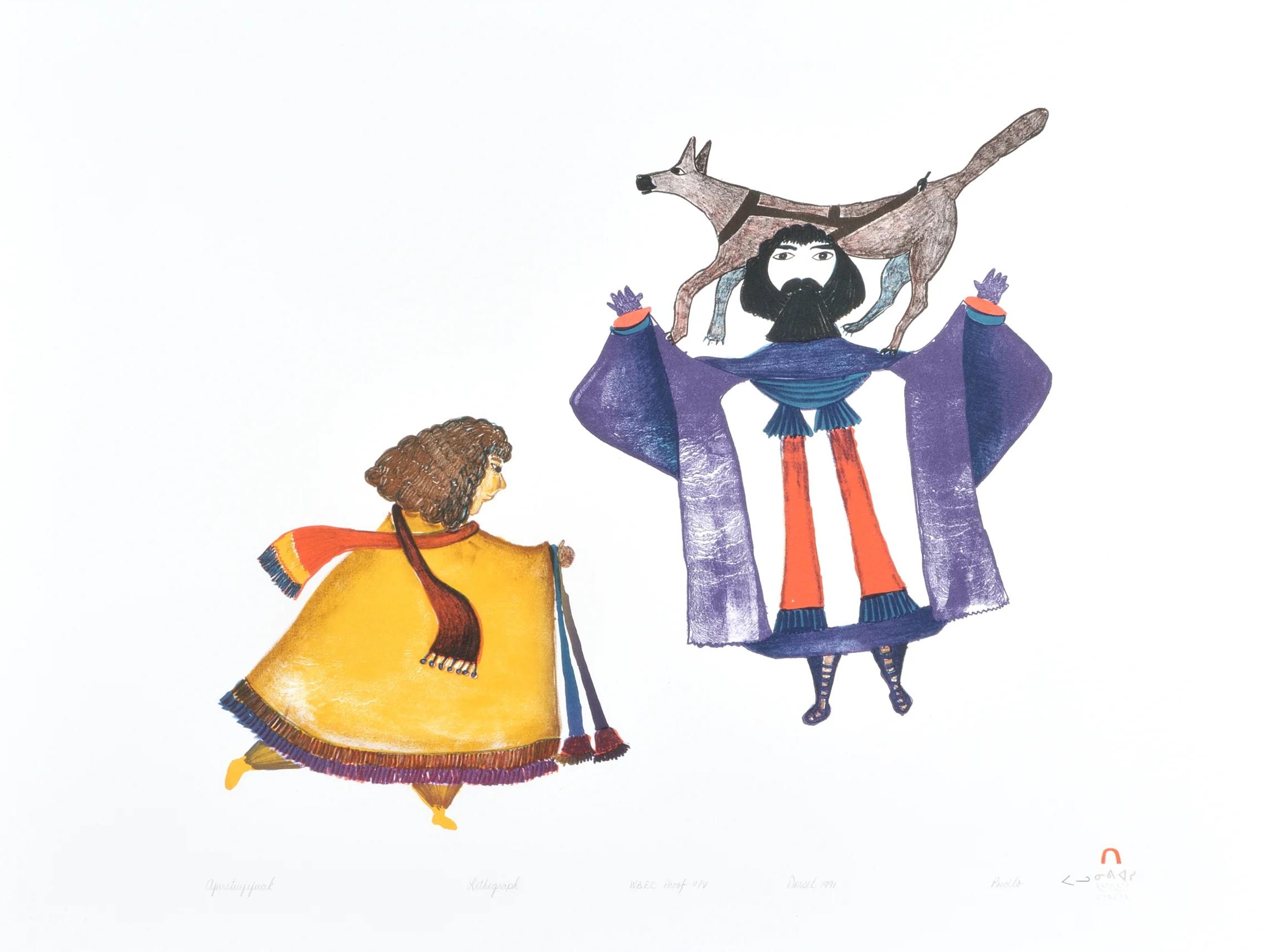 Pudlo Pudlat AJURITUIJIJUAK (HIGHEST PRIEST) Lithograph 1991 56.9 x 76 cm $400.00 CDN Released in the 1991 collection Dorset ID#: 91-27