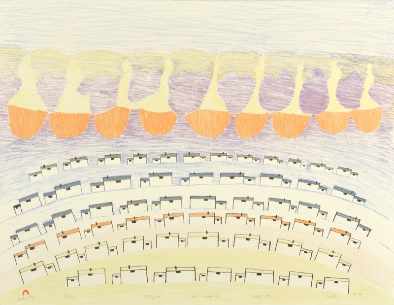 Pudlo Pudlat NUNALI Lithograph 1990 51.2 x 66.2 cm $300.00 CDN Released in the 1990 collection Dorset ID#: 90-23