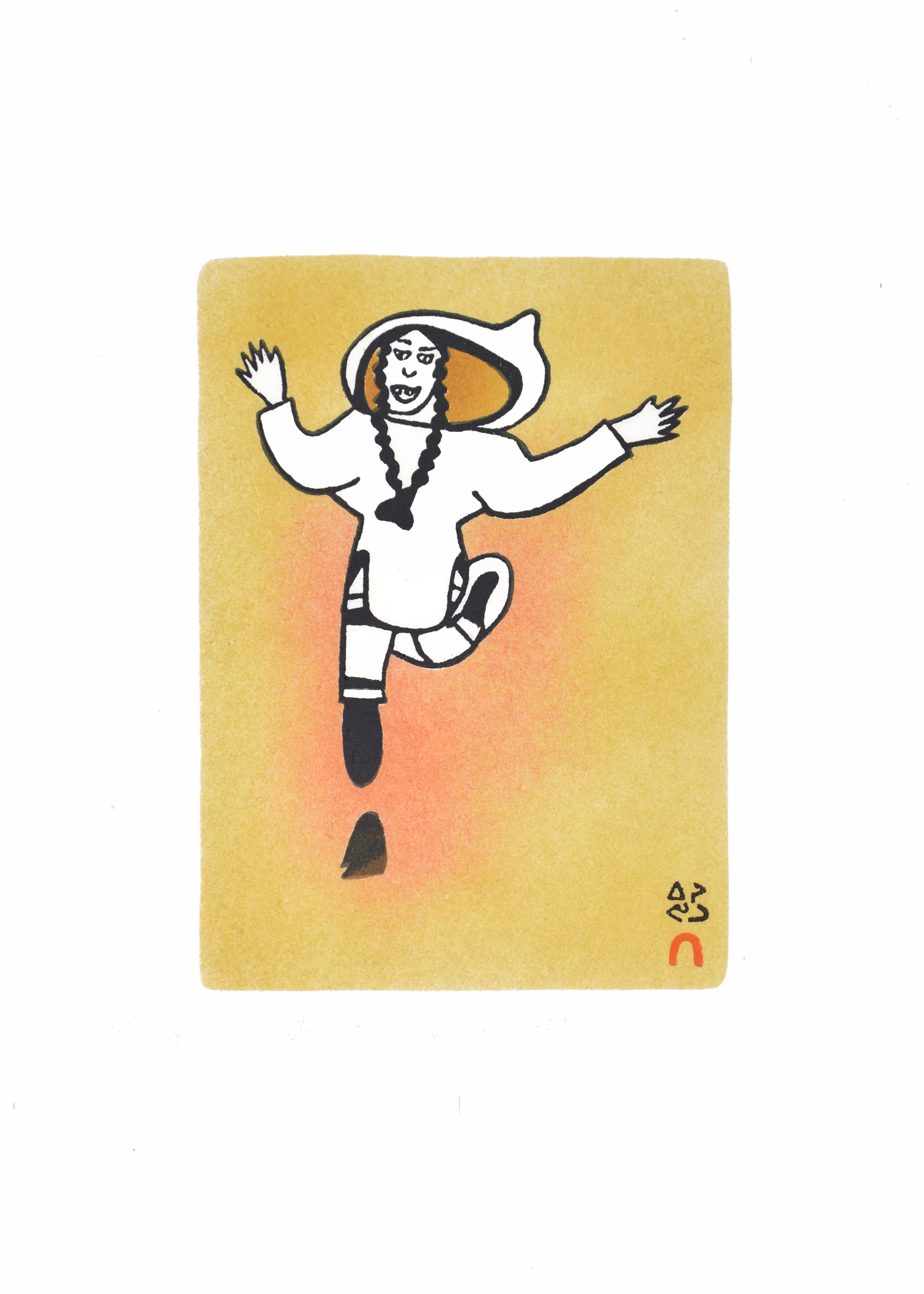 Pitseolak Ashoona KICKING Stonecut & Stencil 1984 41 x 29.8 cm $230.00 CDN Released in the 1984 collection Dorset ID#: 84-F104