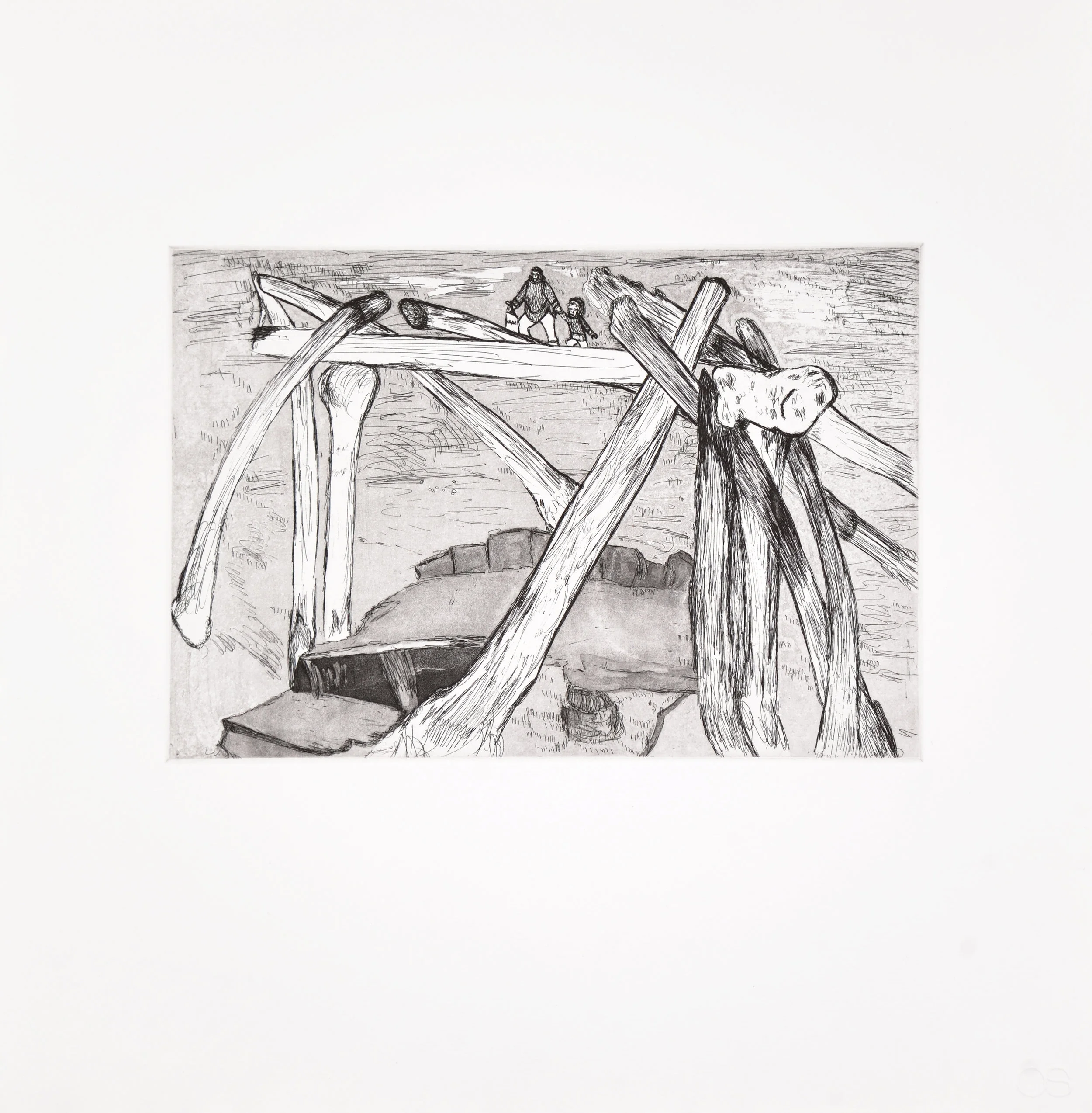 17-19 SHUVINAI ASHOONA Journey to the Past Etching & Aquatint Paper: Hahnemuhle Copperplate Bright White Printer: Open Studio 40.7 x 39.3 cm $600