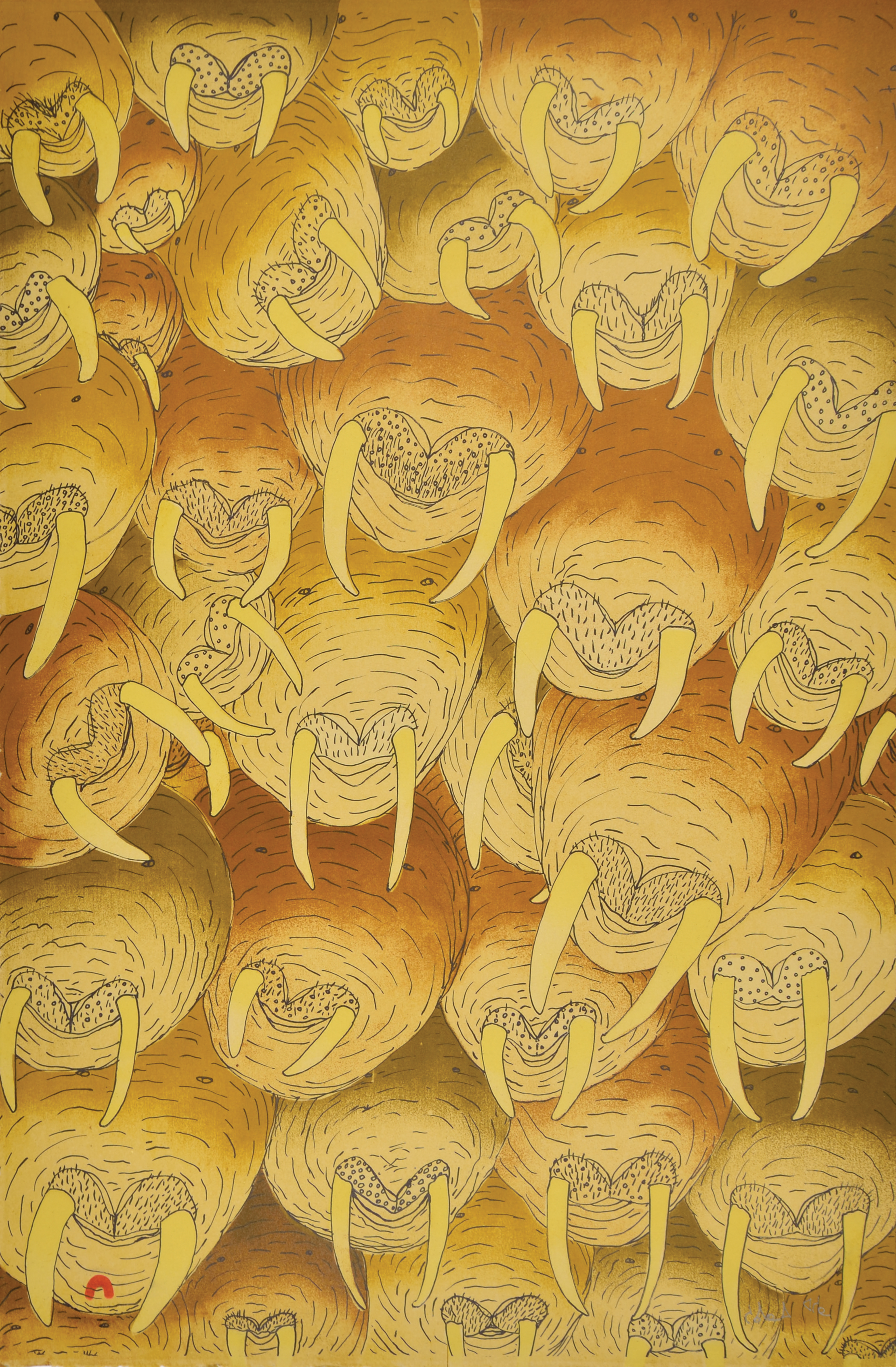 WALRUSES , 2017 Lithograph on BFK Rives Tan Printer: Nivesksie Quvinaqtuliaq 56.2 x 38.5 cm Edition of 50 $ 600.00