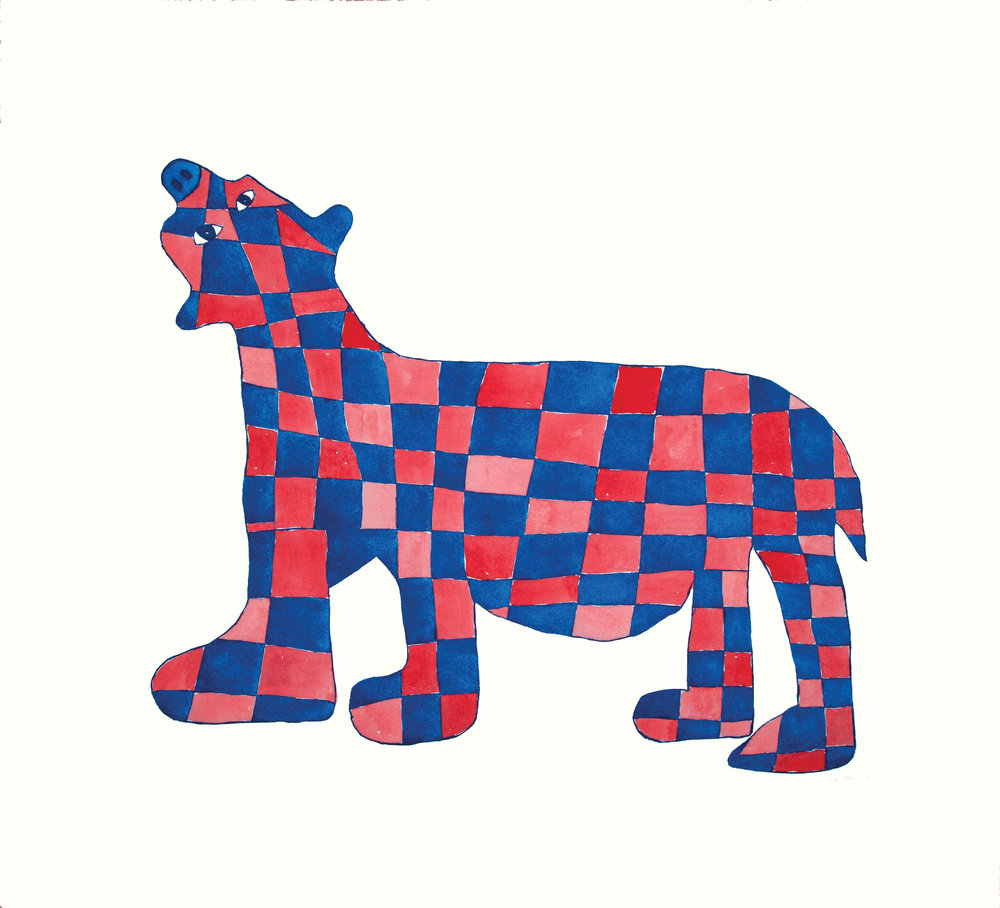 SAIMAIYU AKESUK Checkered Bear Etching, Aquatint & Hand Painting 85.8 x 80 cm $900 Dorset ID#18-16