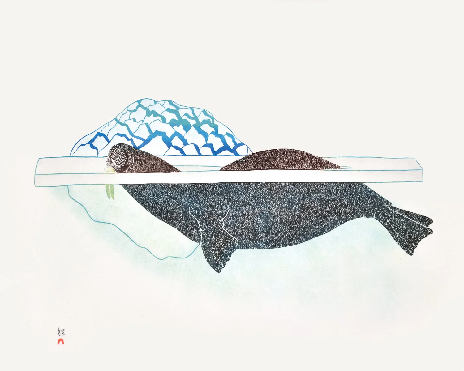Kananginak Pootoogook Walrus in Pressure Ice, 1989 Stonecut and Stencil 62 x 77 cm $1200 Dorset ID#18S-02