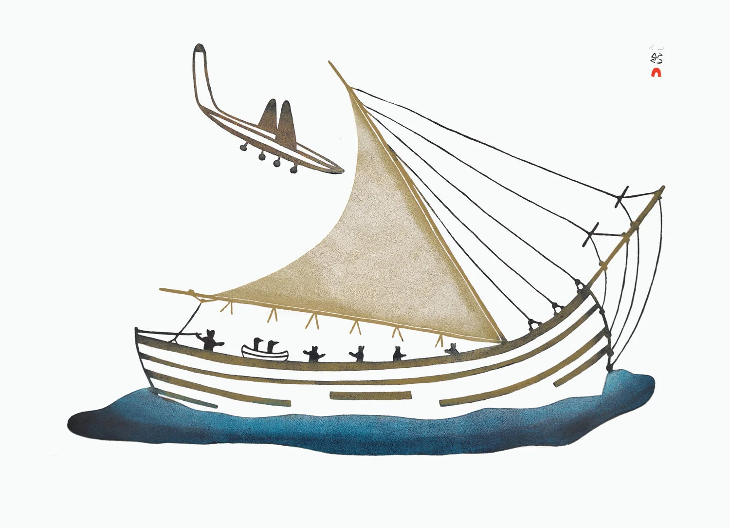 Pudlo Pudlat Stowaway Loons, 1985 Stonecut 63.5 x 87.2 cm $1200 Dorset ID#18S-05