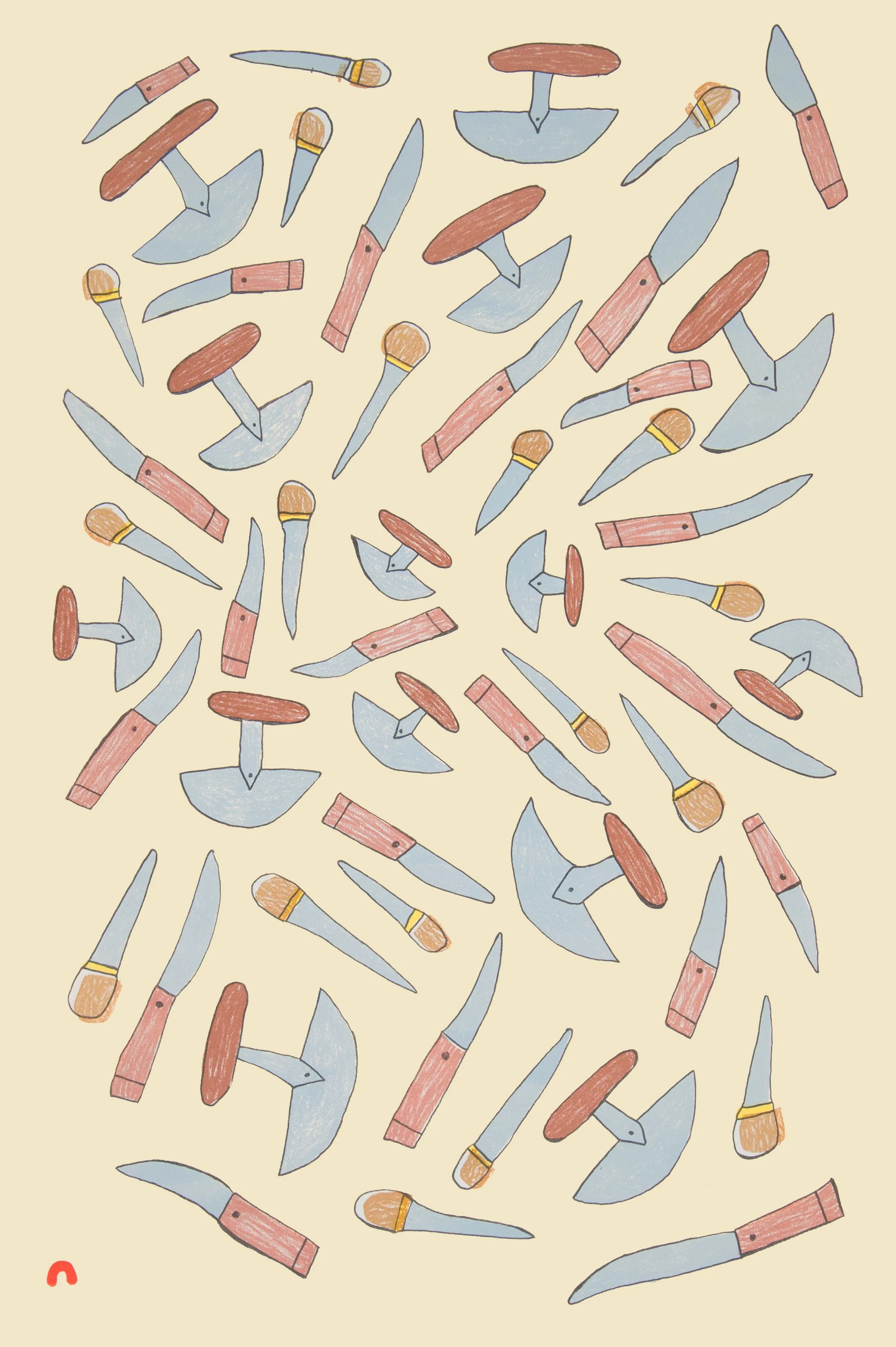 MALAIJA POOTOOGOOK Knives Lithograph 57 x 38 cm $450 Dorset ID#18DS-03