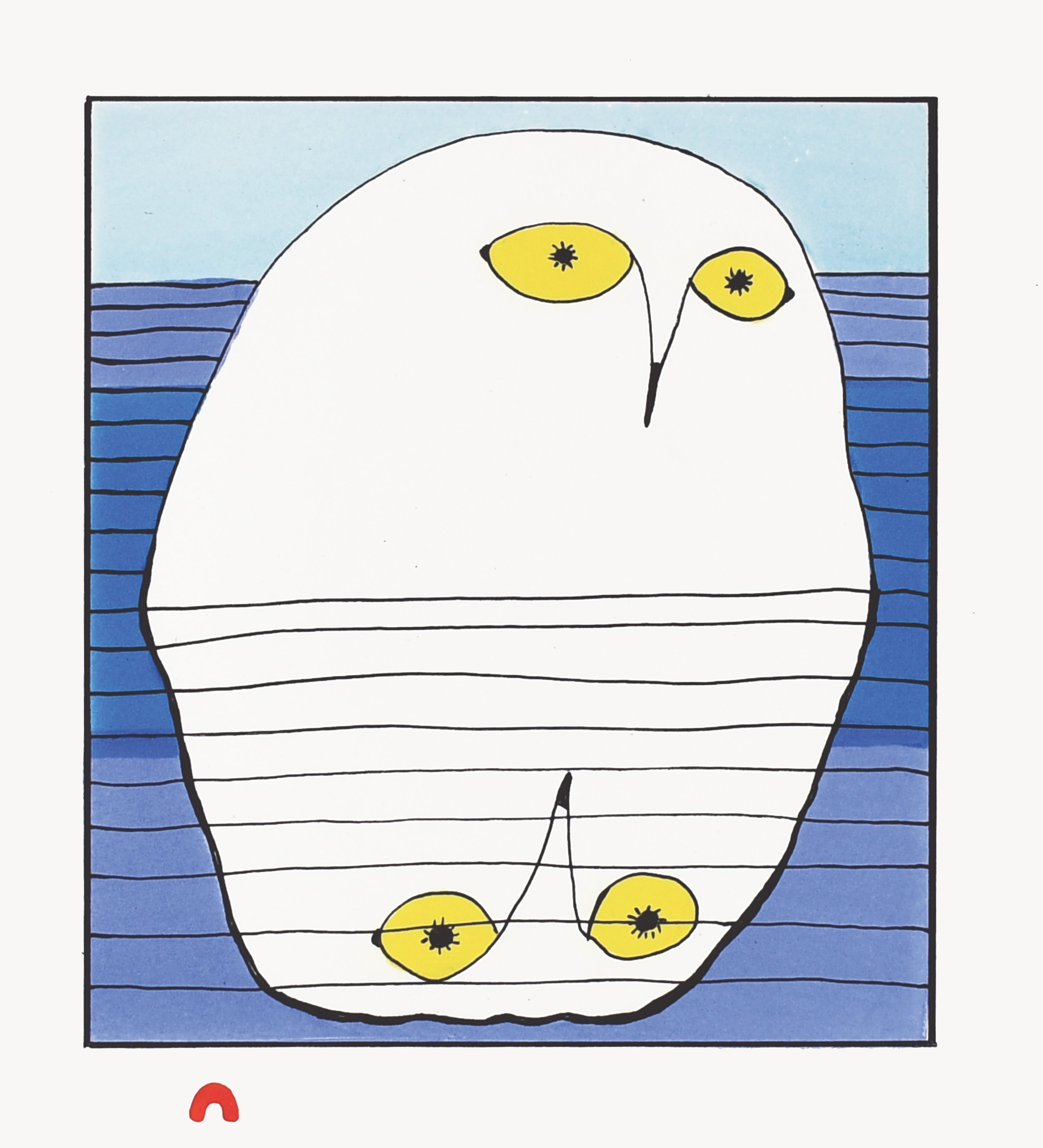 NINGIUKULU TEEVEE 3. Owl’s Reflection Lithograph Paper: BFK White Printer: Nujalia Quvianaqtuliaq 28 x 25.5 cm $ 500