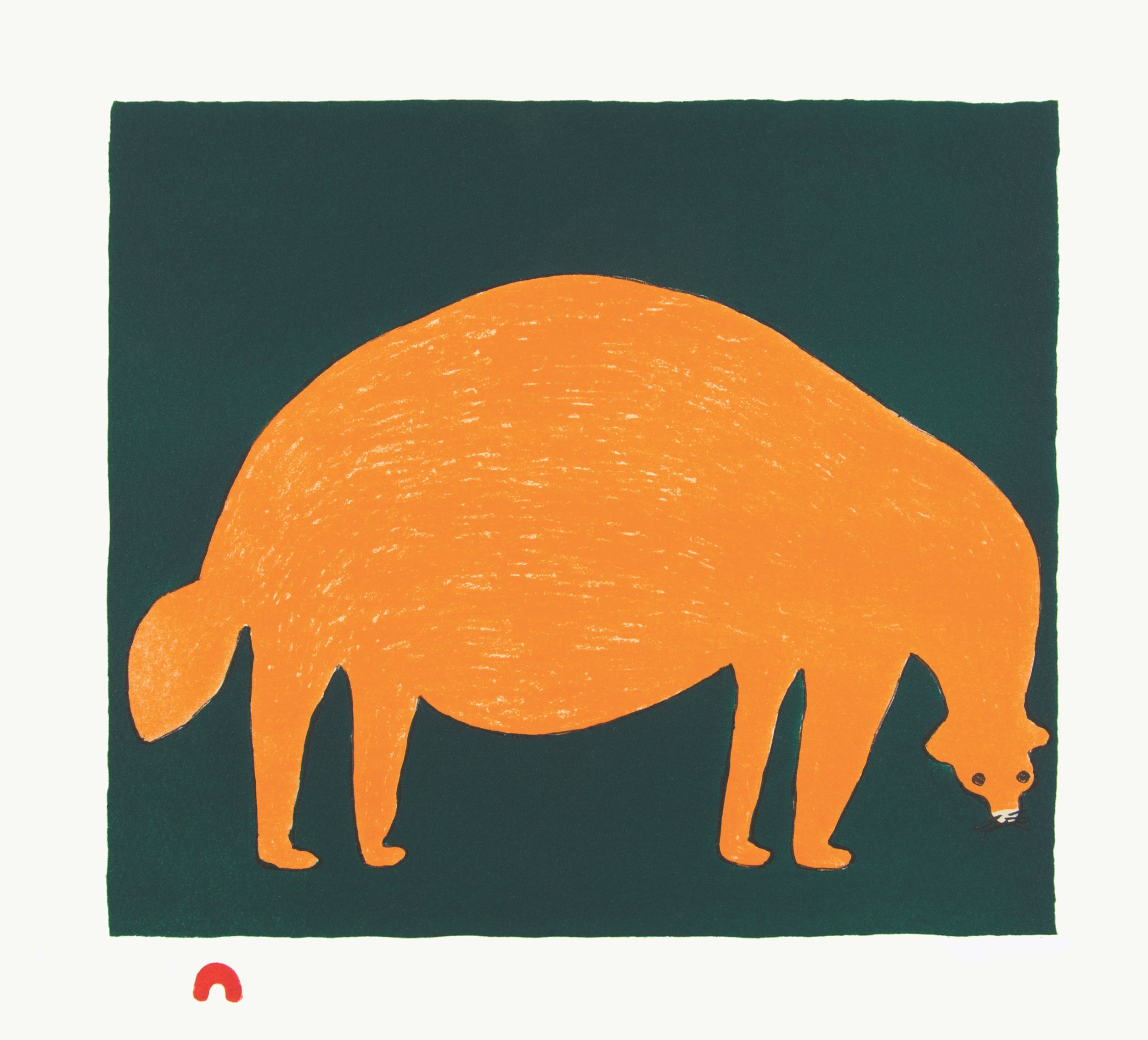 SAIMAIYU AKESUK 8. Fox Lithograph Paper: BFK Rives White Printer: Niveaksie Quvianaqtuliaq 25.7 x 28 cm $ 450