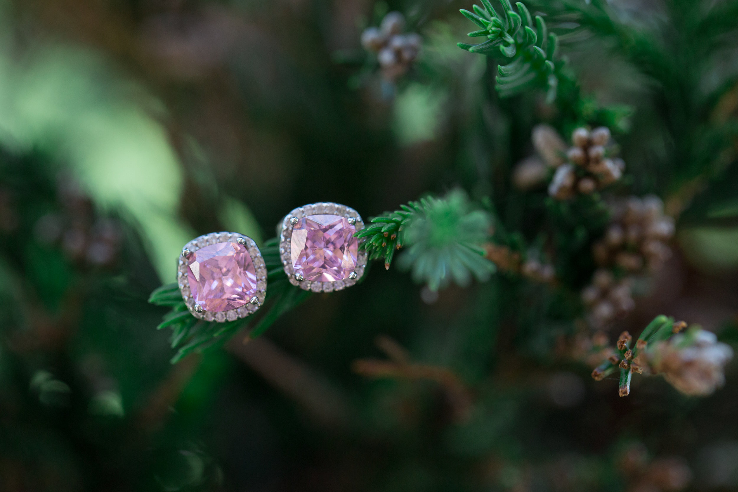 Pink wedding earrings