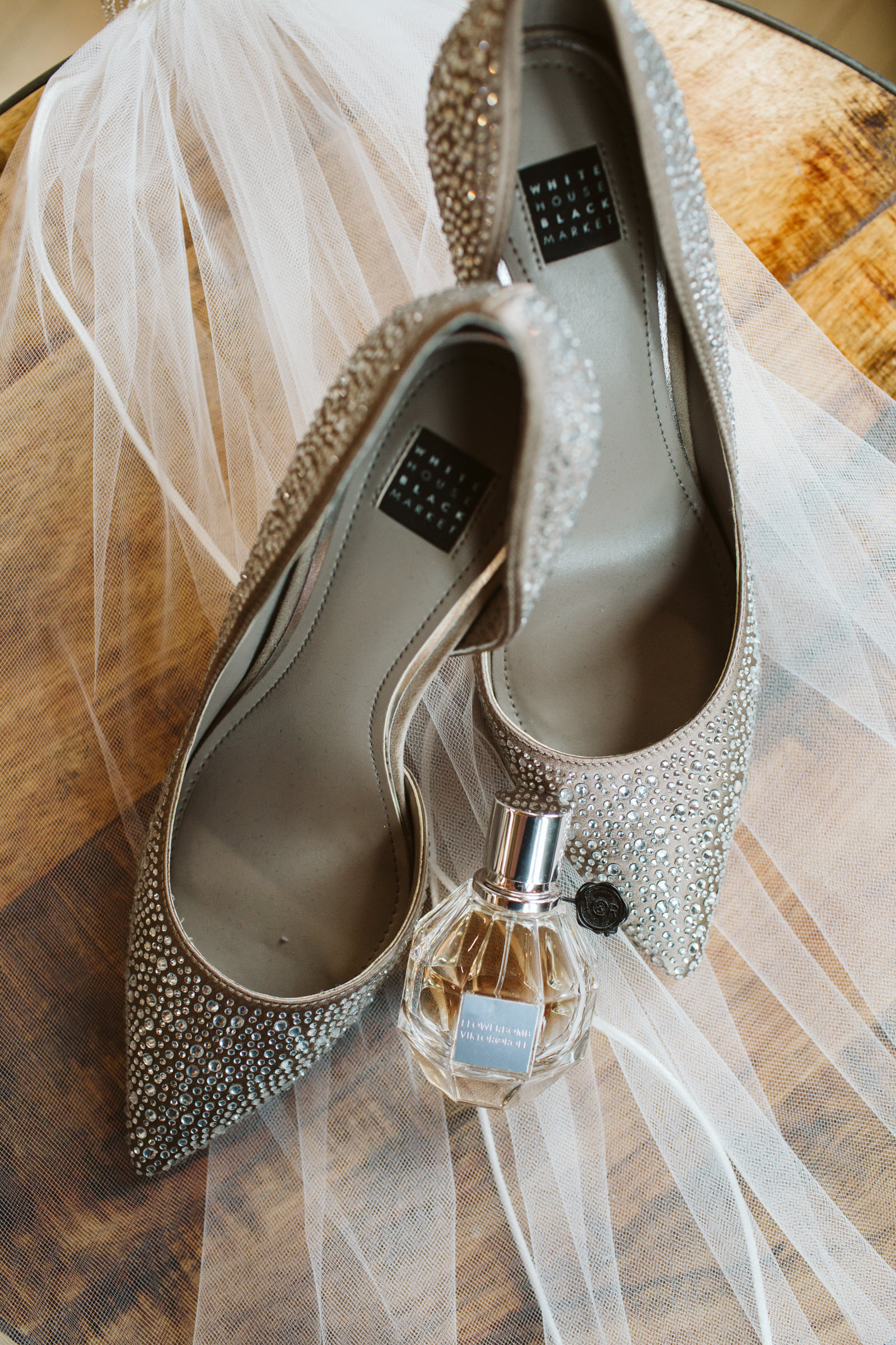 Shoes and perfume wedding detail