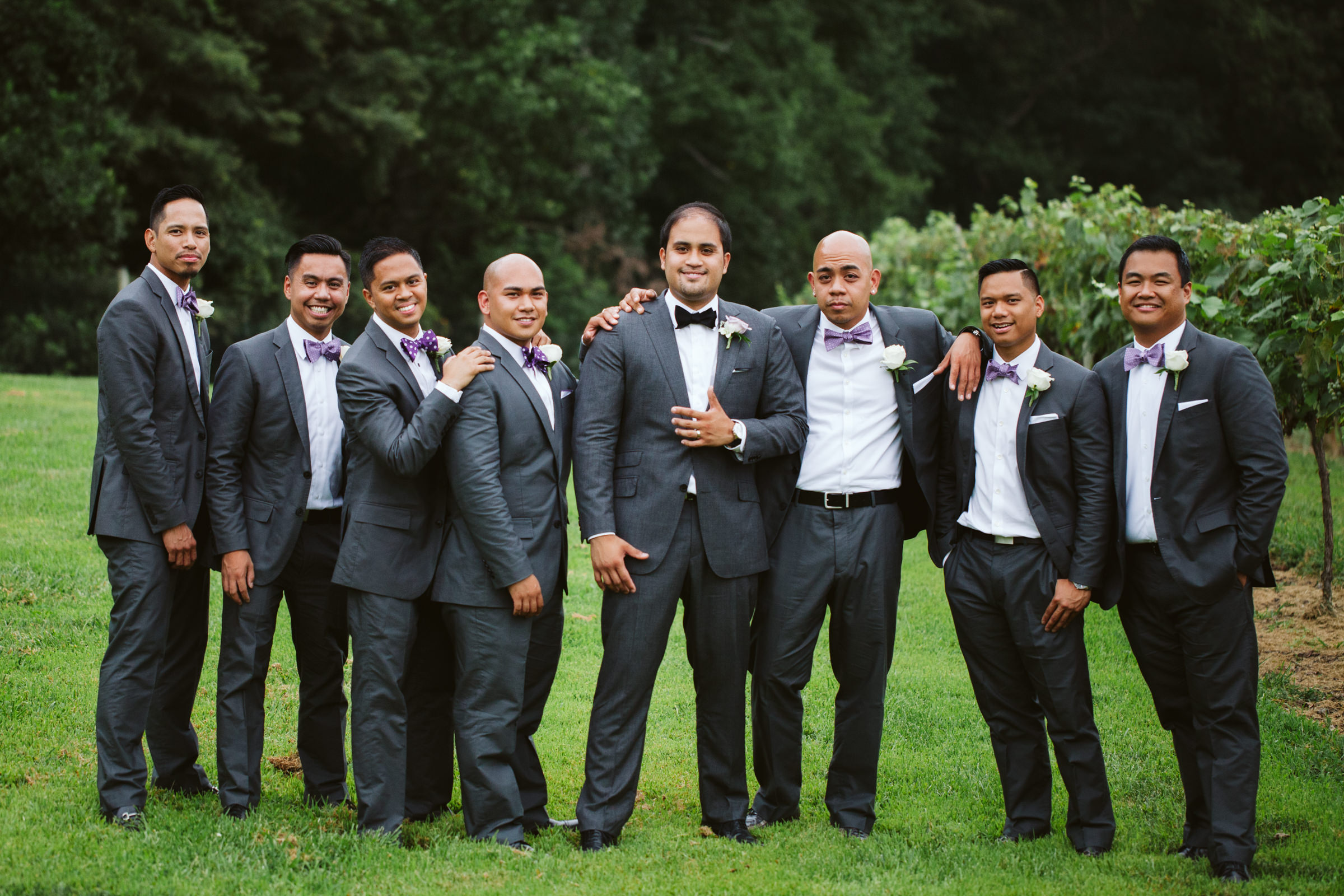 Groomsmen together at Running Hare Vineyard in Prince Frederick Maryland