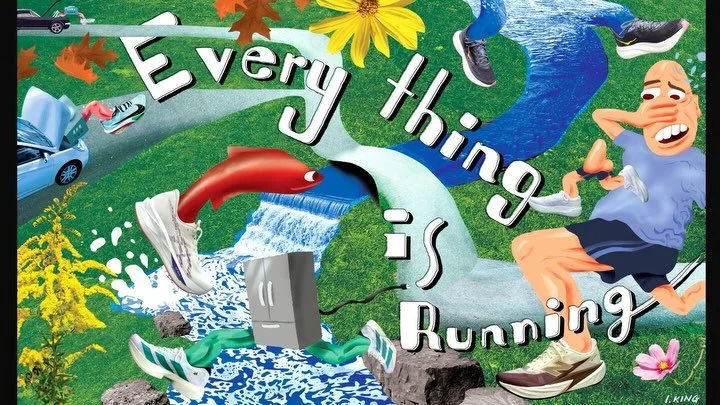 Everything is running! 
For me, running isn&rsquo;t everything (I&rsquo;m a casual jogger) but I loved making this collage-illustration with 5 built-in jokes for @irunnation magazine!!!!!👃🐟🚘🌊❄️

Here is a process video of how I made it, starting 