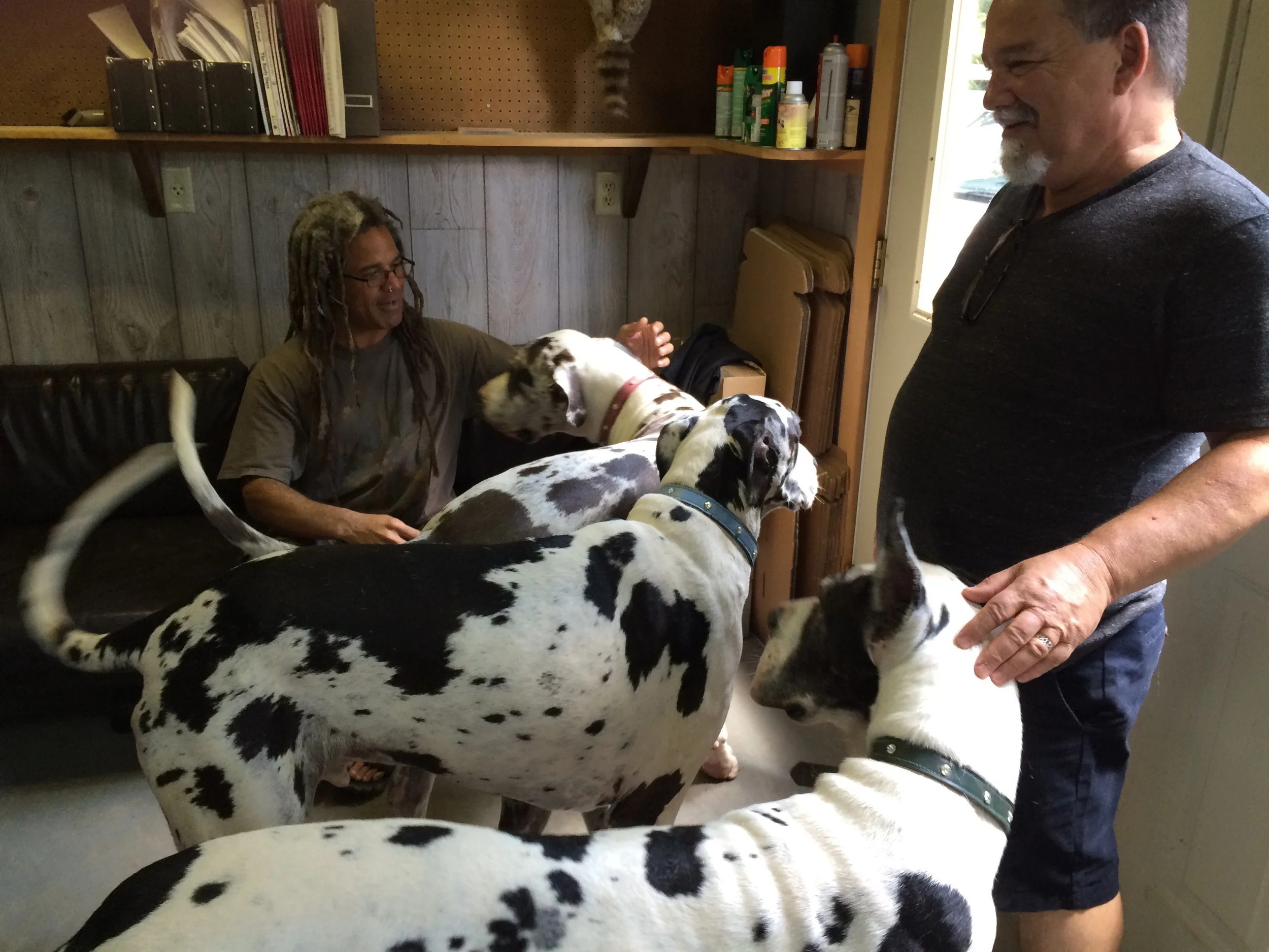 Visiting with Vinni and his "puppies".