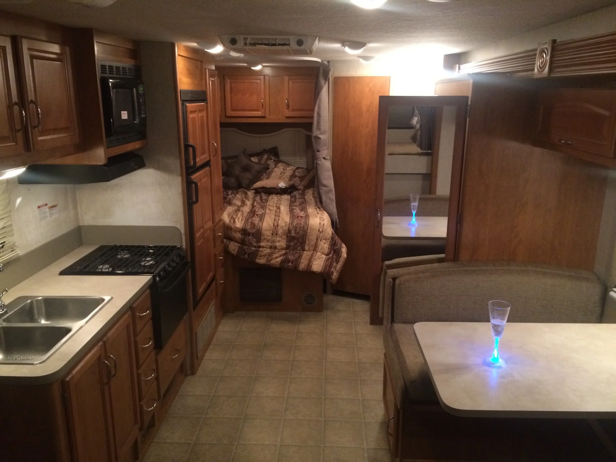 A man's motorhome is his castle on the road. (Complete with illuminated chalice.)