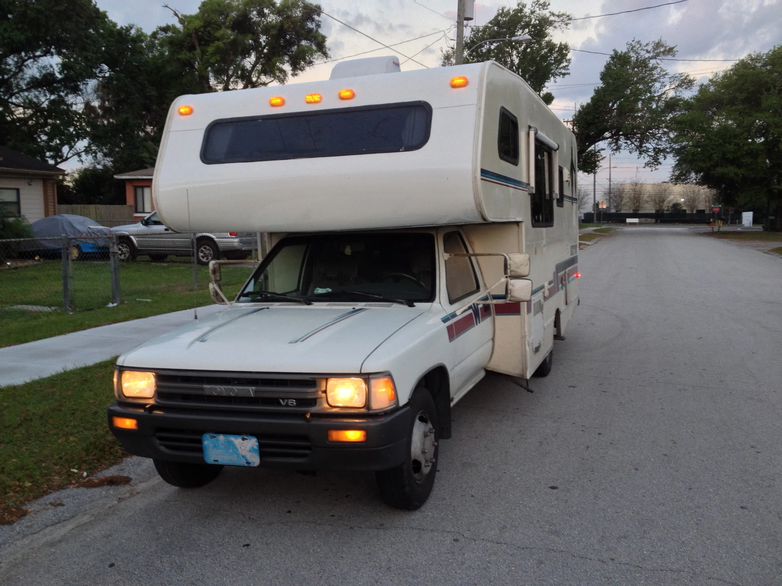 "Rita", my 1991 Winnebago Warrior. Tour vehicle from May of 2011 to March of 2016. She's in the backyard preparing to go through some improvements. The little Toyota that could and DID!