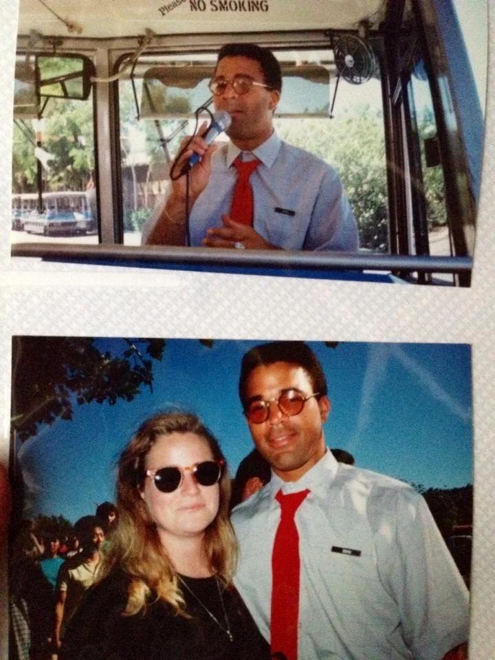 In 1990 as a tour guide at Universal Studios Hollywood (photos by Lara Grant)