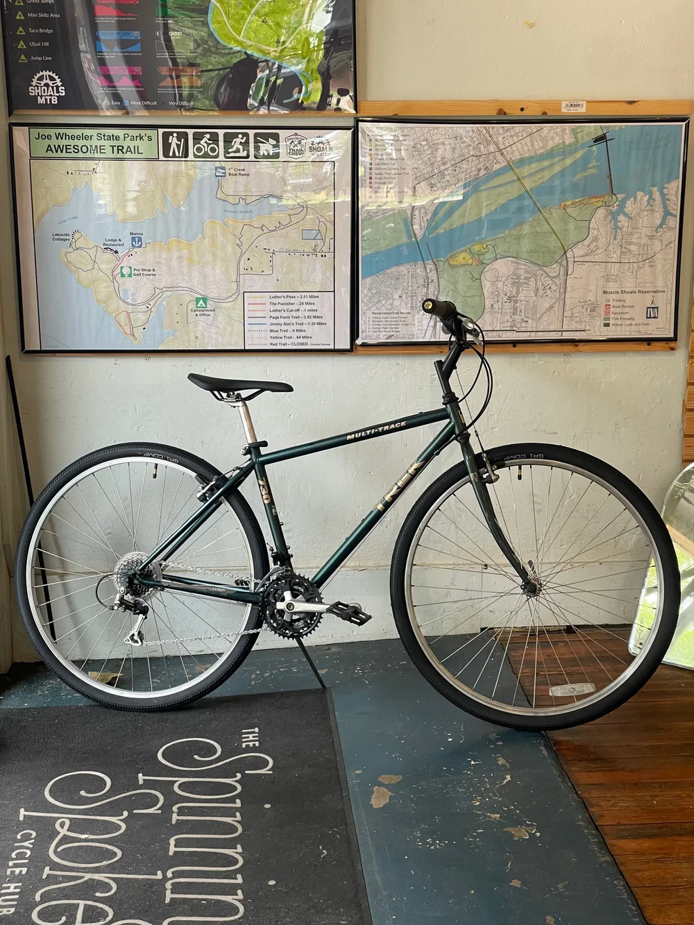 USED Trek 730 Multi Track Green Size Medium The Spinning Spoke and Trek Bicycle Store Columbia