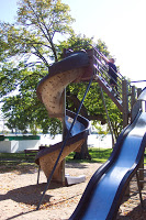 The tallest park slide I have ever seen, found in Detroit Lakes, Minnesota.