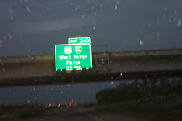 One of a few "famous" places we visited--Fargo. Also, I believe we crossed the Red River. See below for more.
