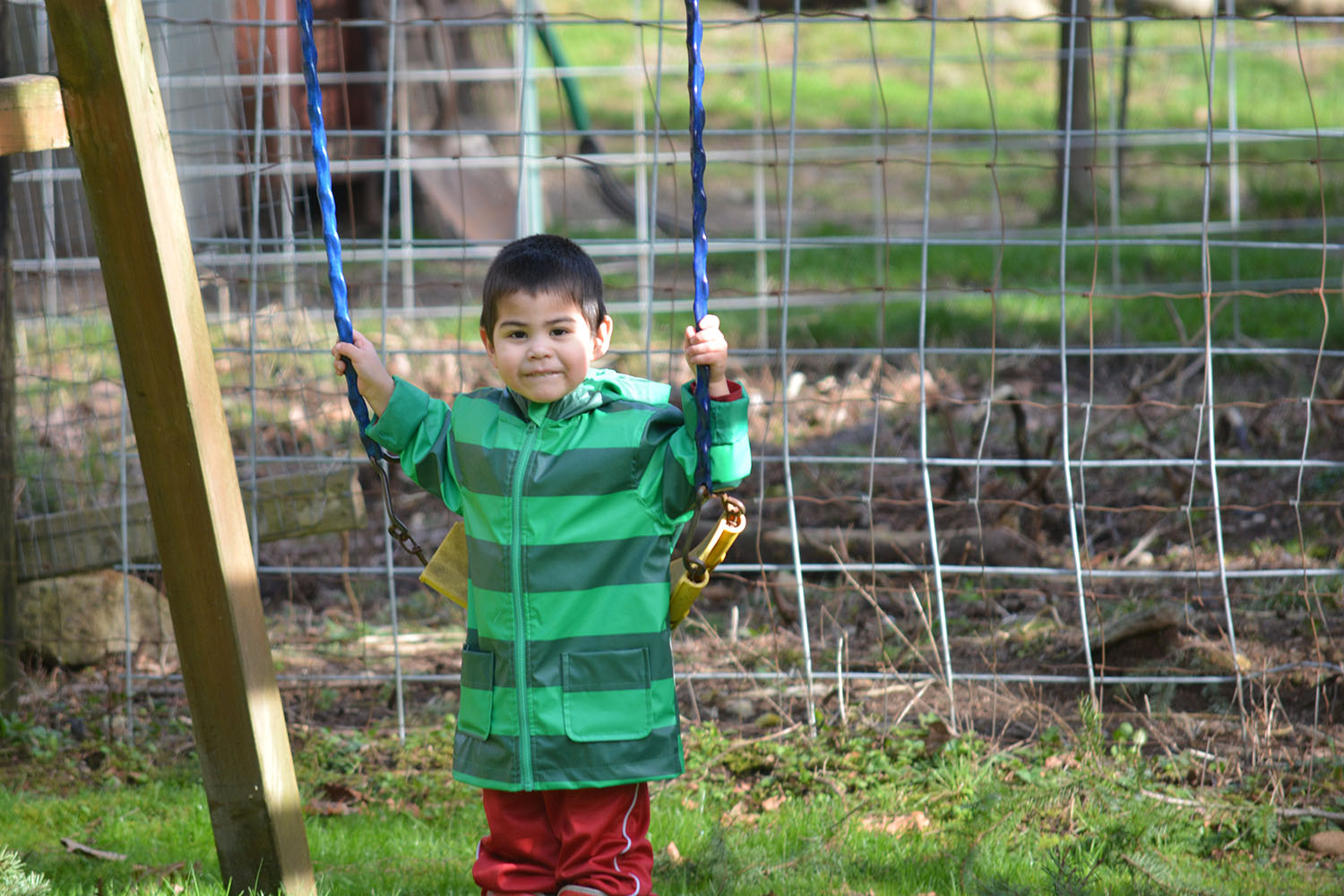 There is a little play set in the yard, which Levi made good use of once he was feeling better!