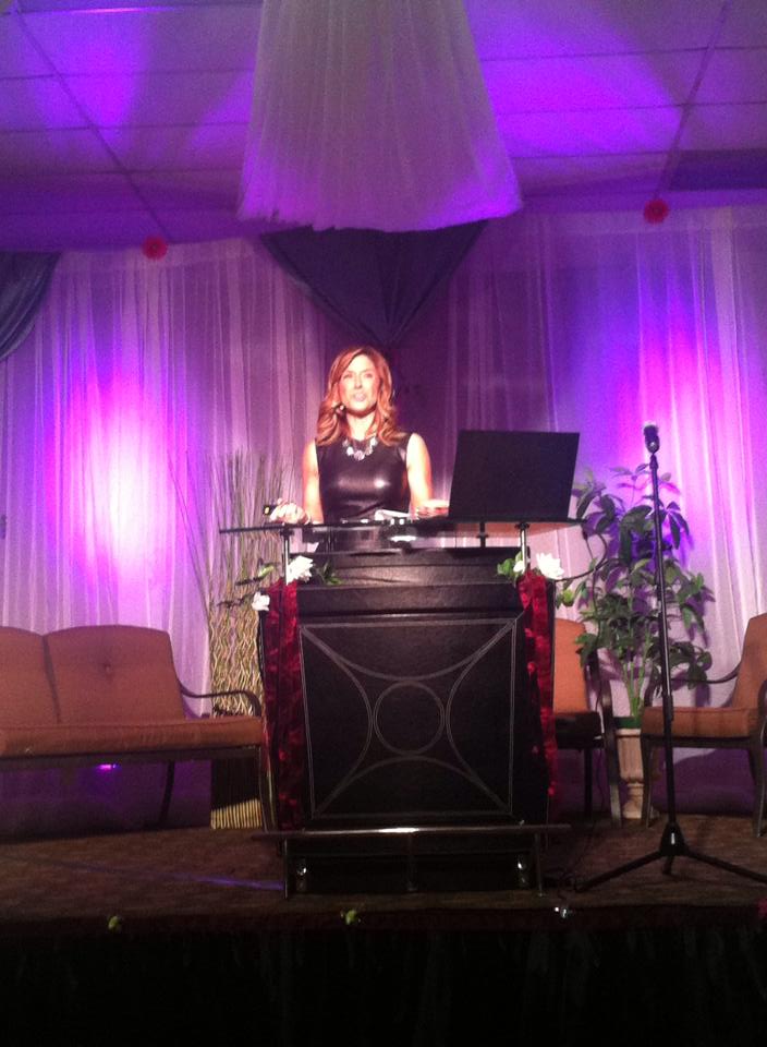 Carrie giving her keynote speech.
