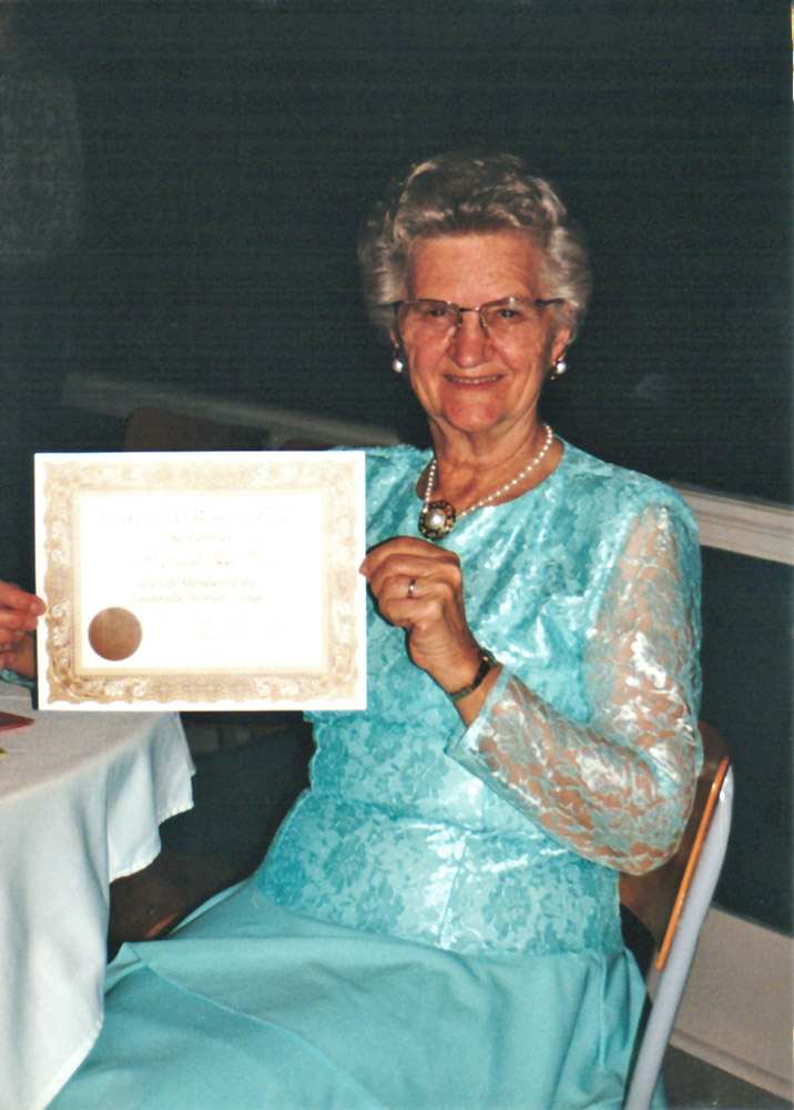 Grandma receiving a lifetime membership in her local women's club.