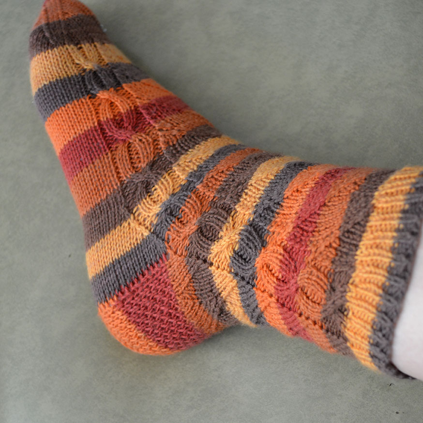 Cable up the side, Jill and the Bean Socks pattern
