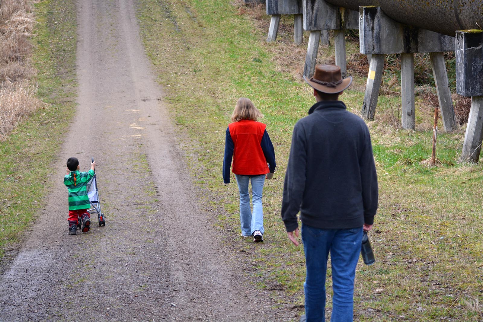 Levi on a walk with his grandma and uncle. February 13, 2015.