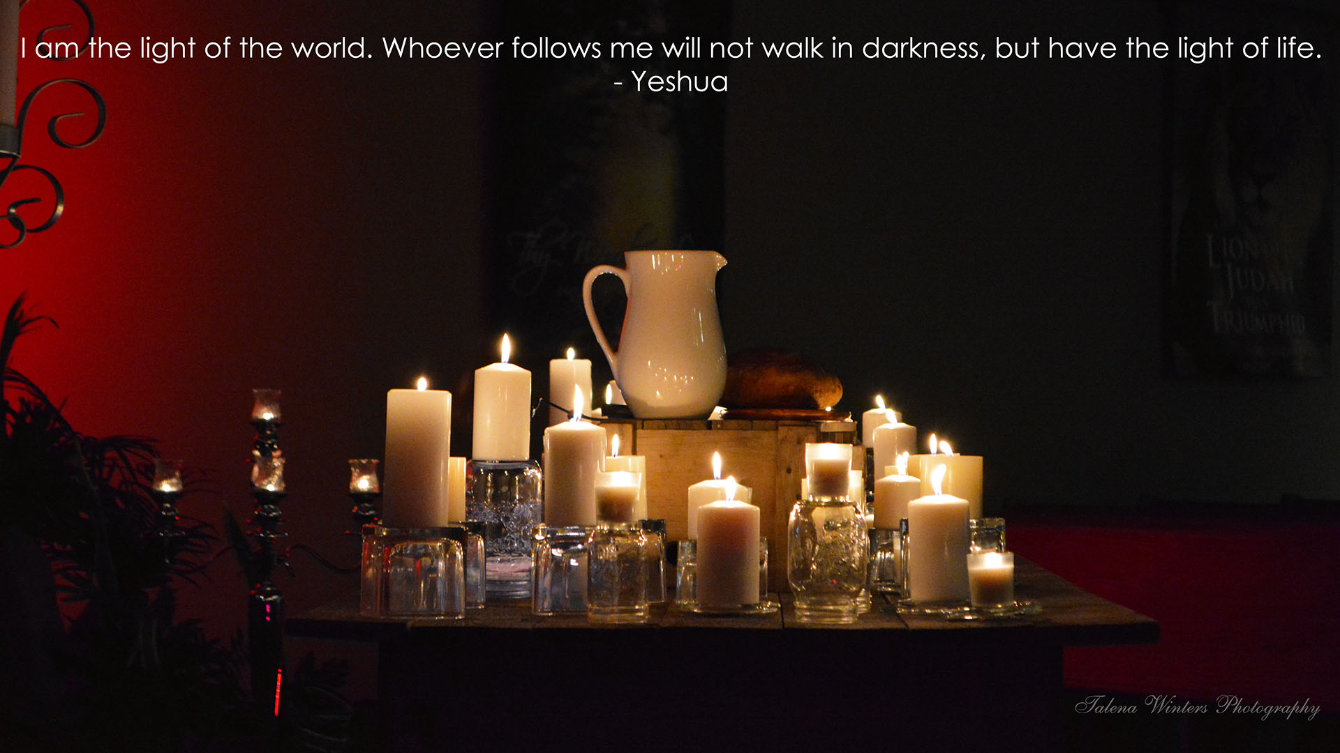 "I am the light of the world. Whoever follows me will not walk in darkness, but have the light of life." John 8:12 (ESV). To set as wallpaper, click on image, right-click, and "Set as wallpaper." To see more of my free wallpapers, visit this page .