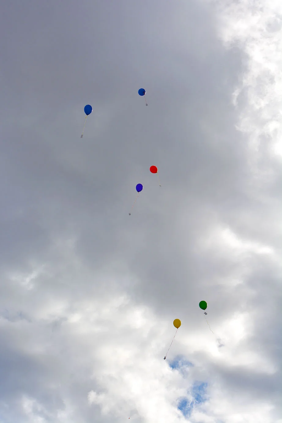 The balloons begin their journey.