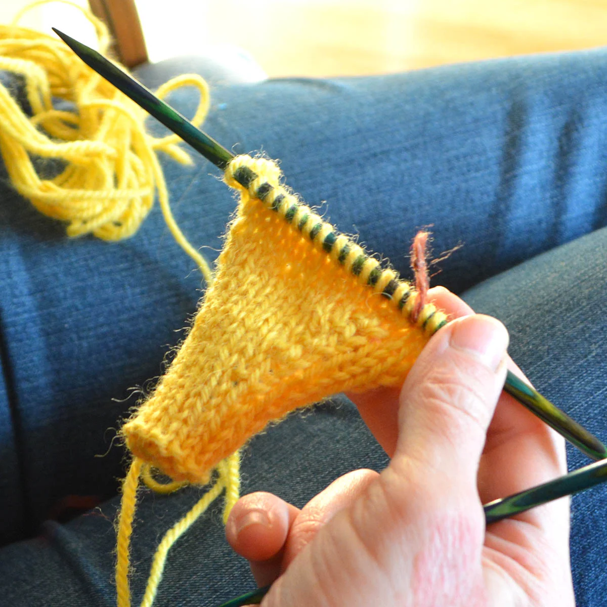 Left-Leaning Bar Increase (Reverse BincL or LBinc) worked from the purl side (Except the bottom one.)