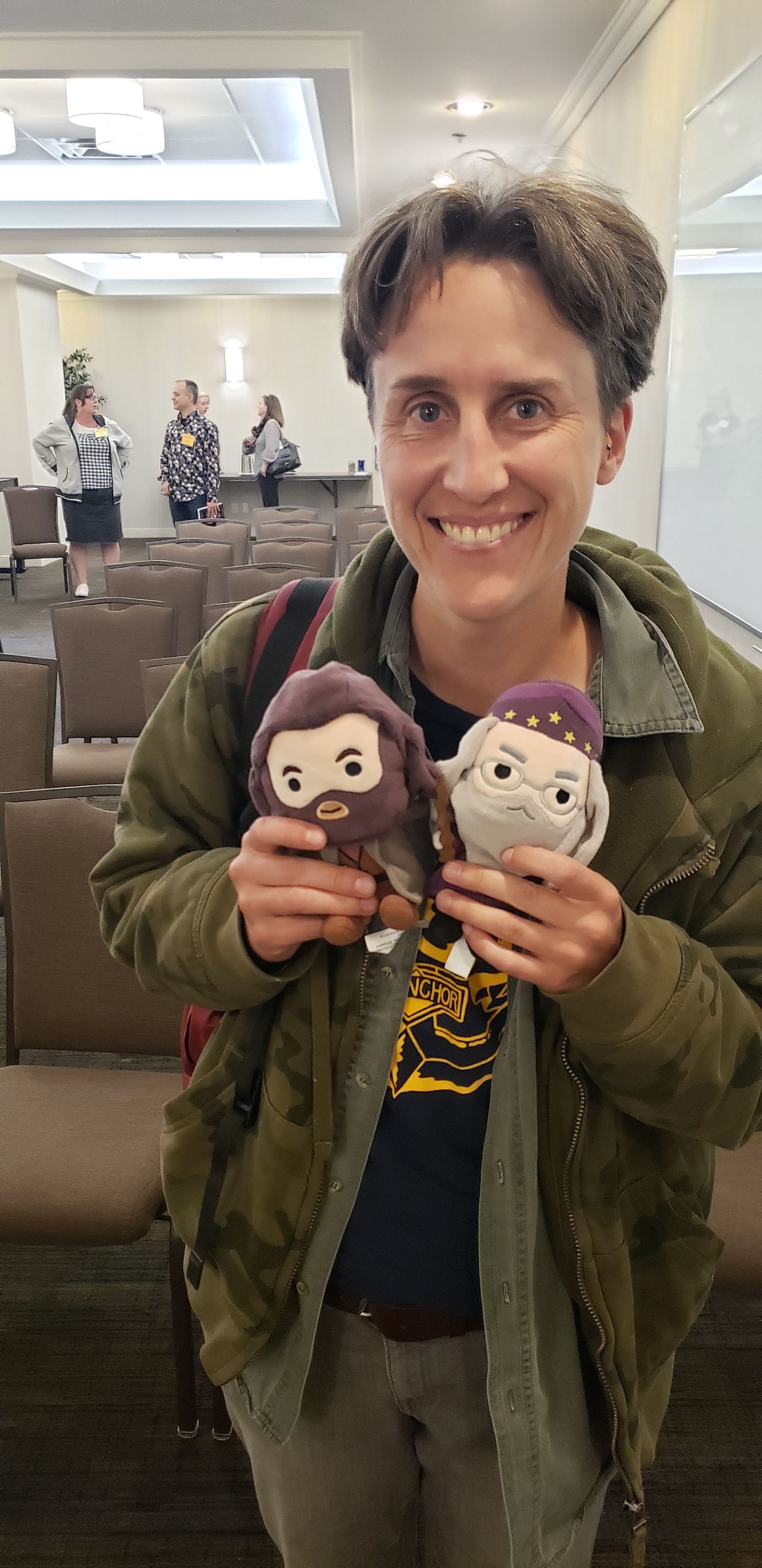 Sander was a good sport about holding some dolls for the camera.