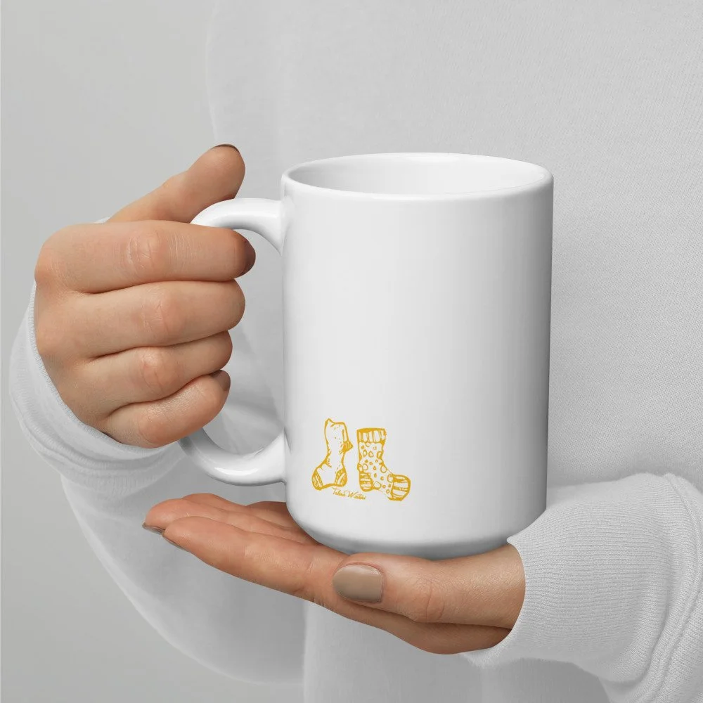 All you need is tea and warm socks - 15-ounce white glossy mug  Talena  Winters