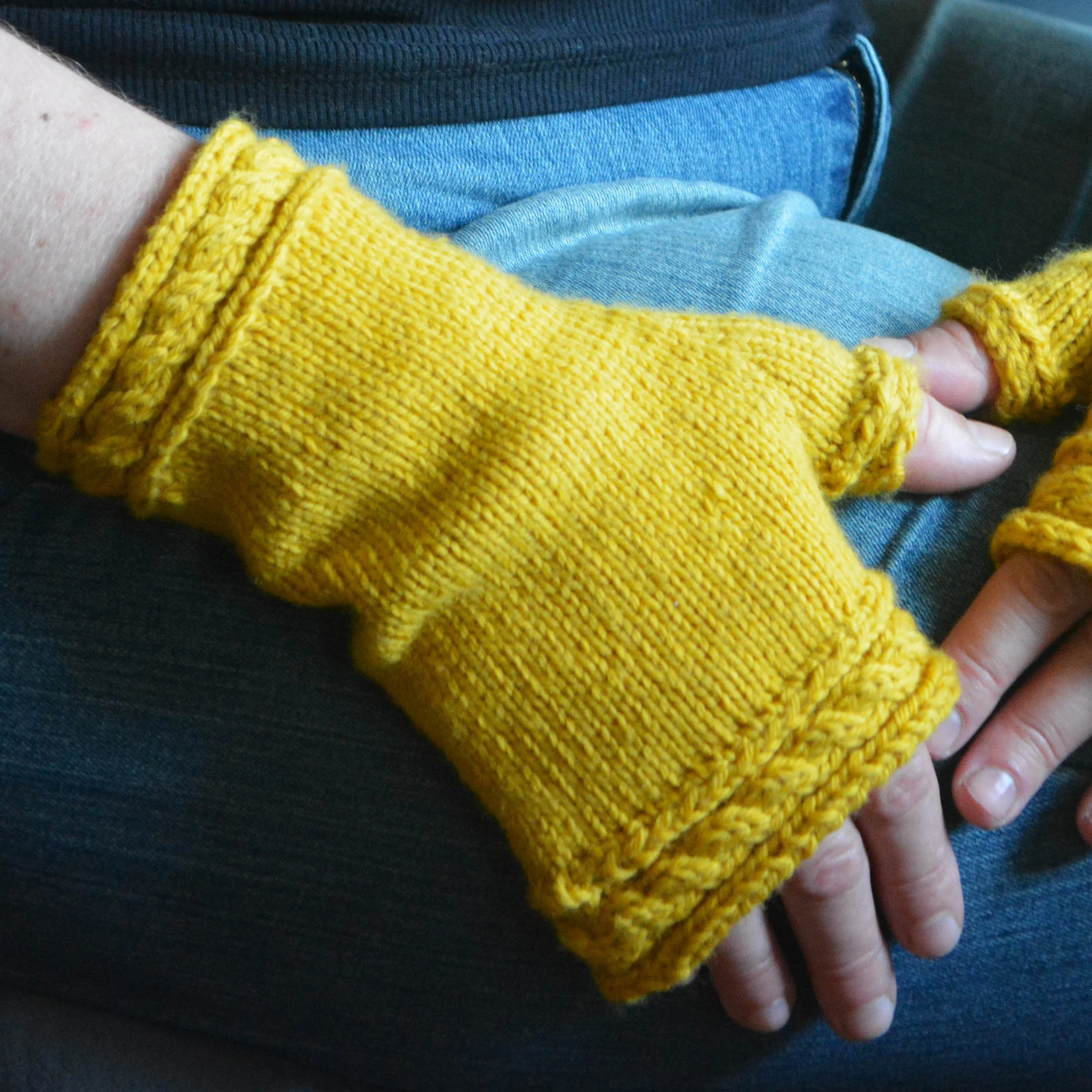 Twisted Rope Fingerless Mittens — Talena Winters