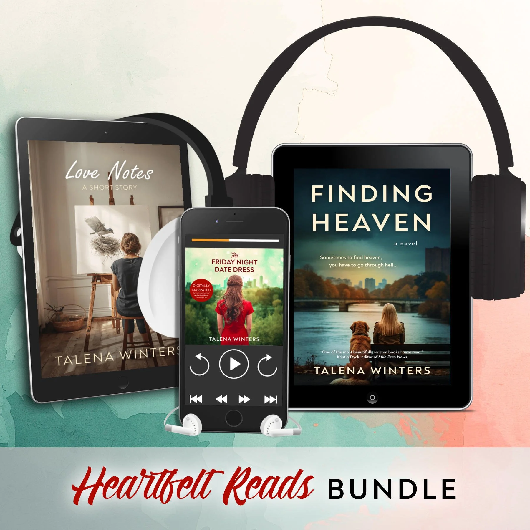 Heartfelt Reads Bundle - digitally narrated audiobook, with Finding Heaven, The Friday Night Date Dress, and Love Notes: A Short Story.