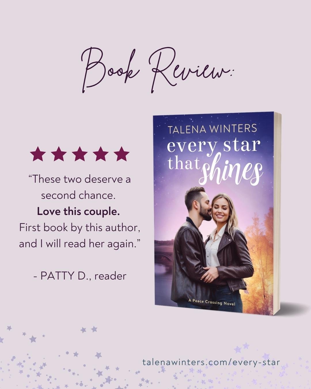 Review: 5/5 Stars. "These two deserve a second chance. Love this couple. First book by this author and I will read her again." - Patty D.