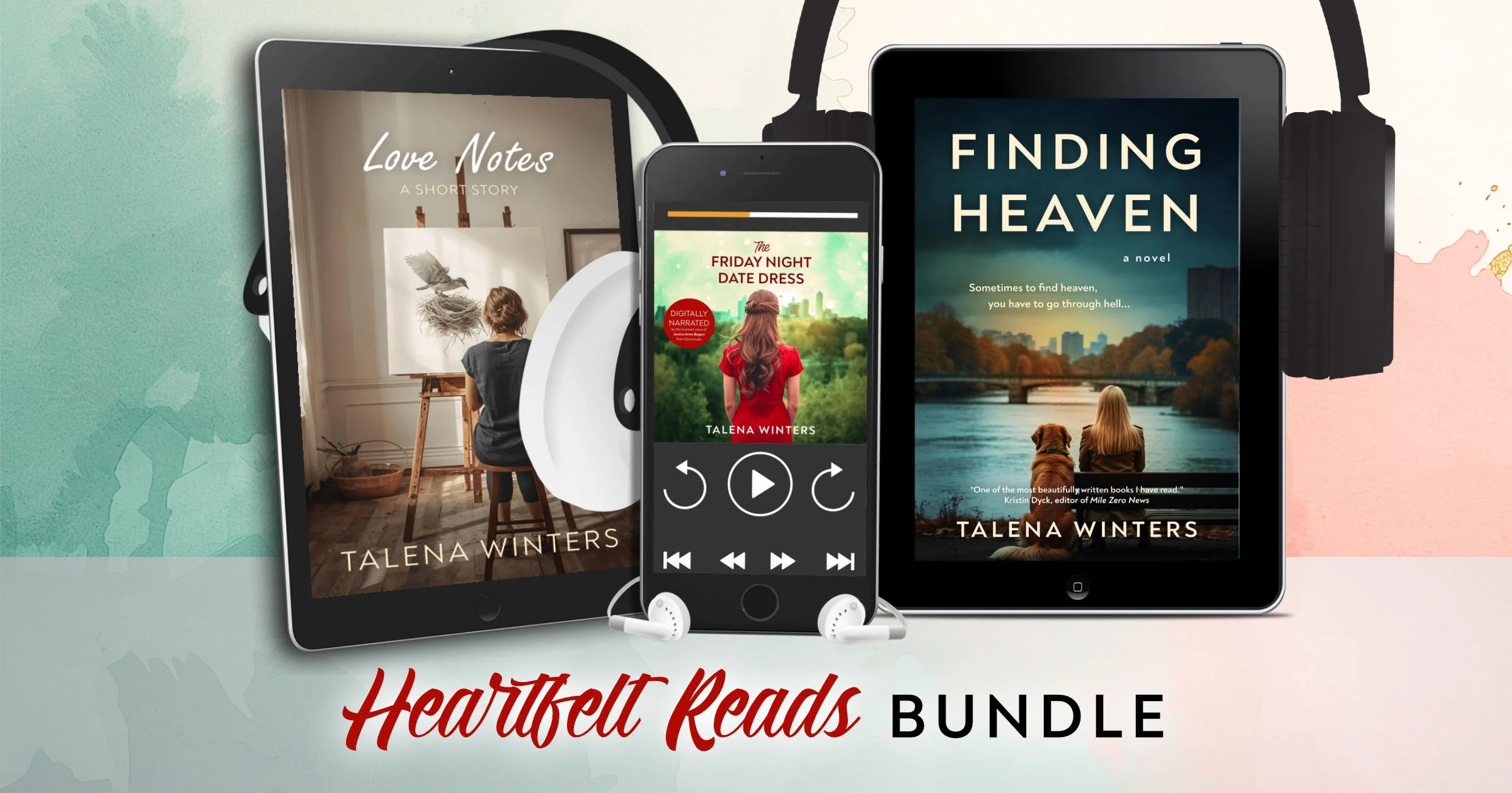 Heartfelt Reads Bundle - digitally narrated audiobook, with Finding Heaven, The Friday Night Date Dress, and Love Notes: A Short Story.