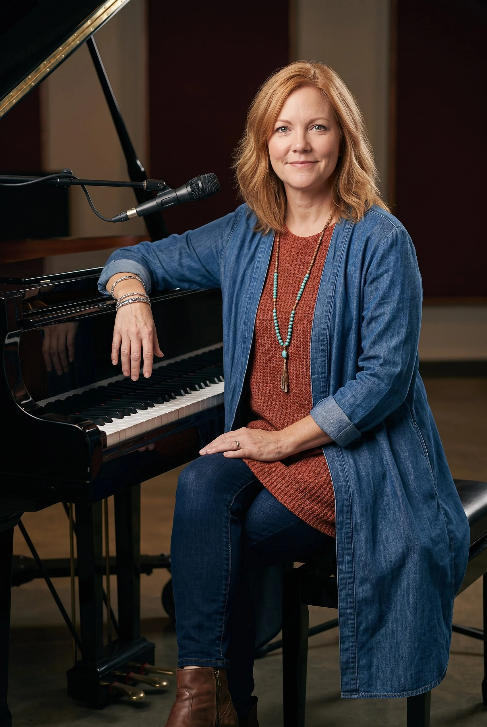 Headshot of a Caucasian woman in her forties at the piano.