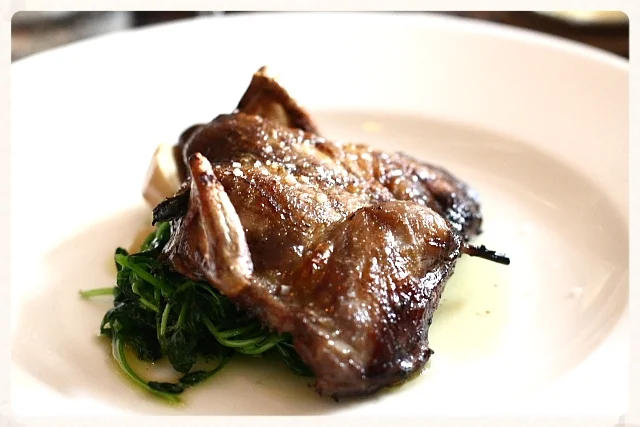 Squab with Spinach