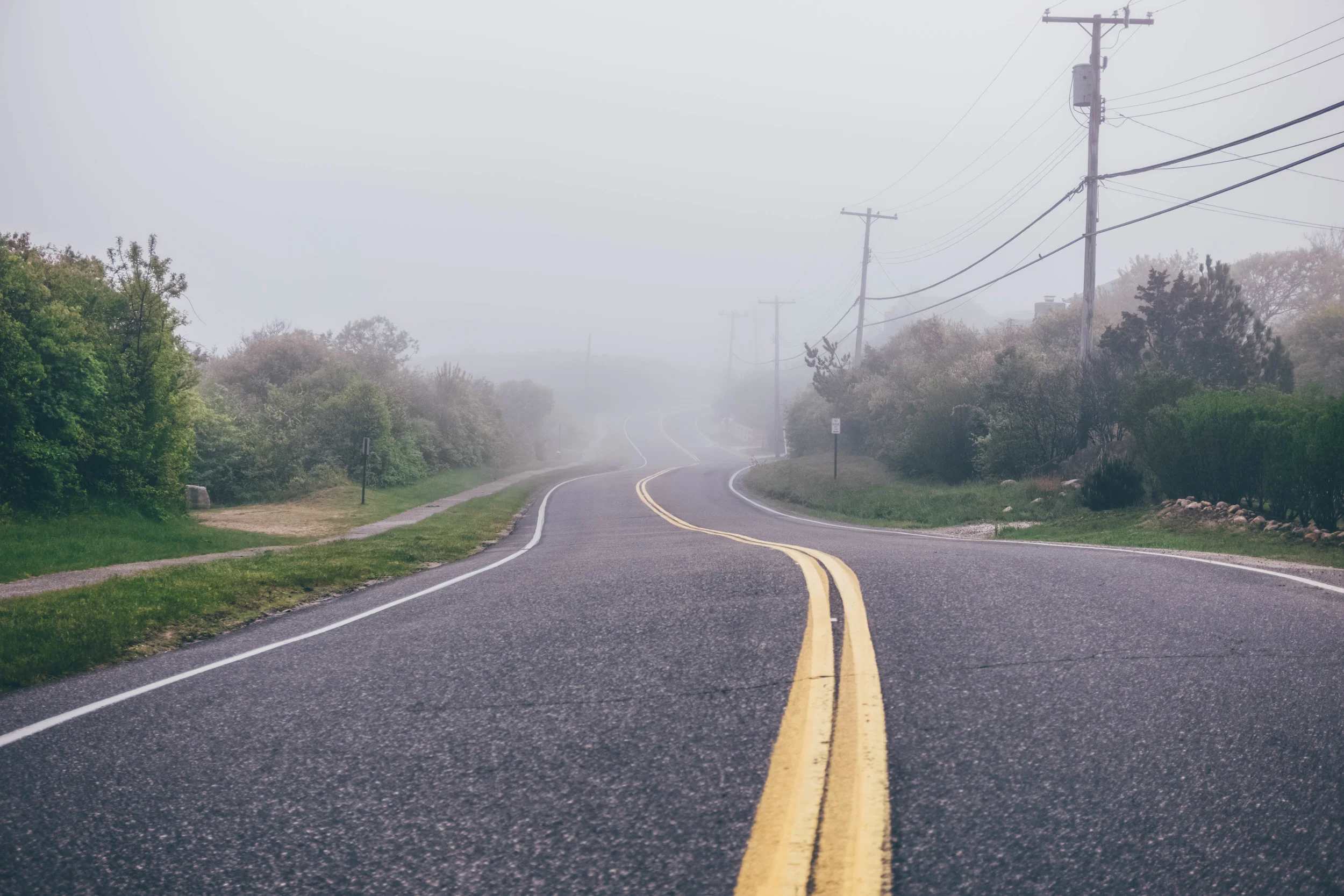 Old Montauk Highway in Fog, Long Island