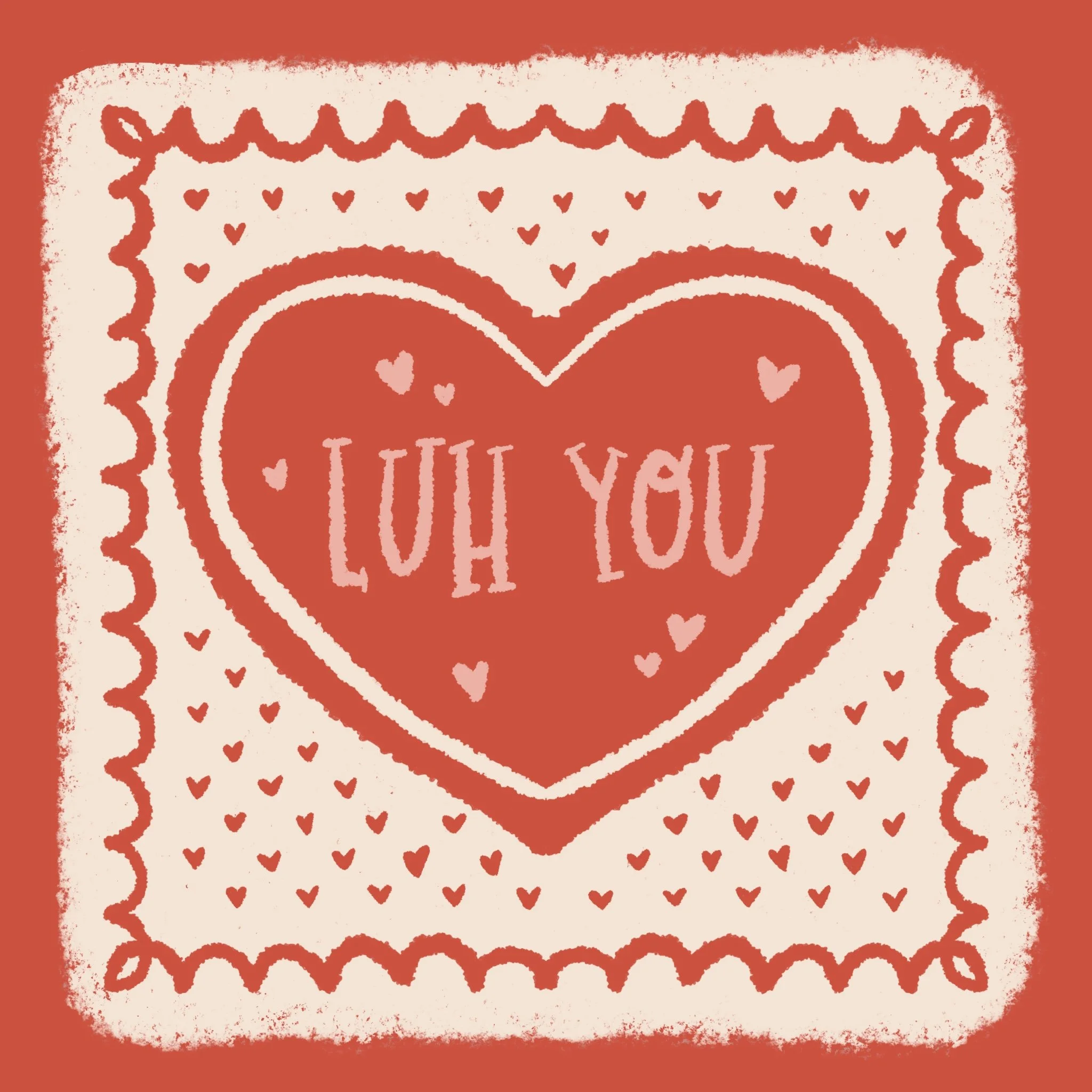 Luh you heart Valentines illustration
