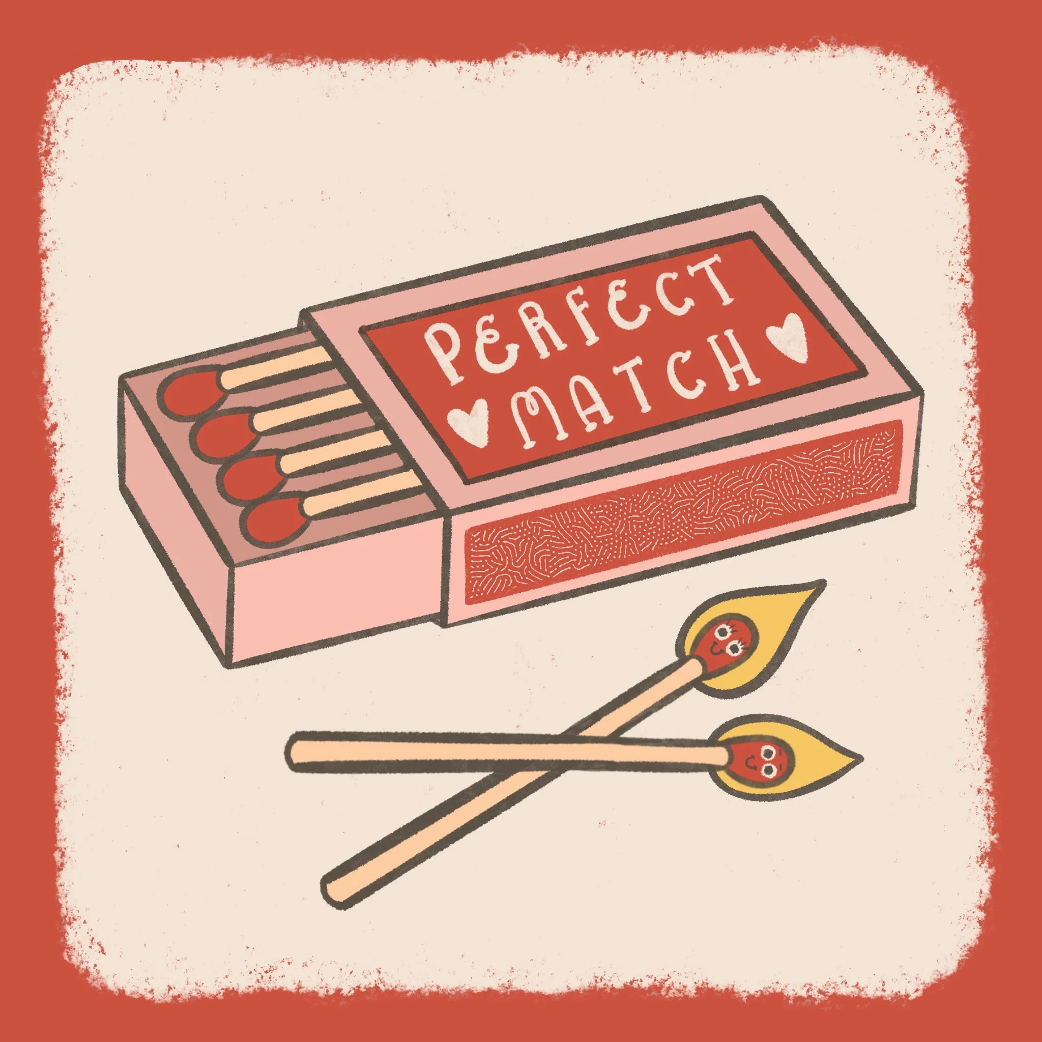 Perfect Match Valentine Illustration