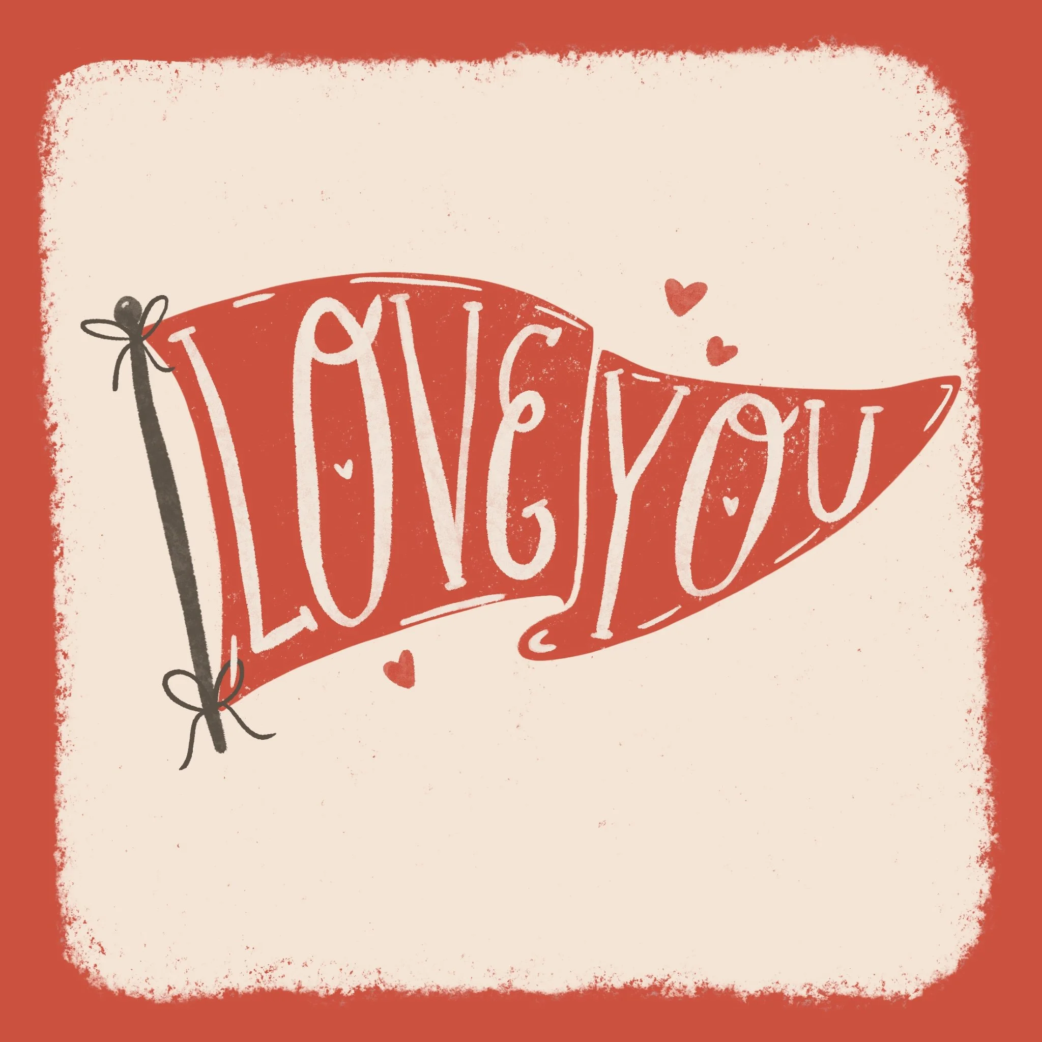  Love You Flag Valentines Illustration 