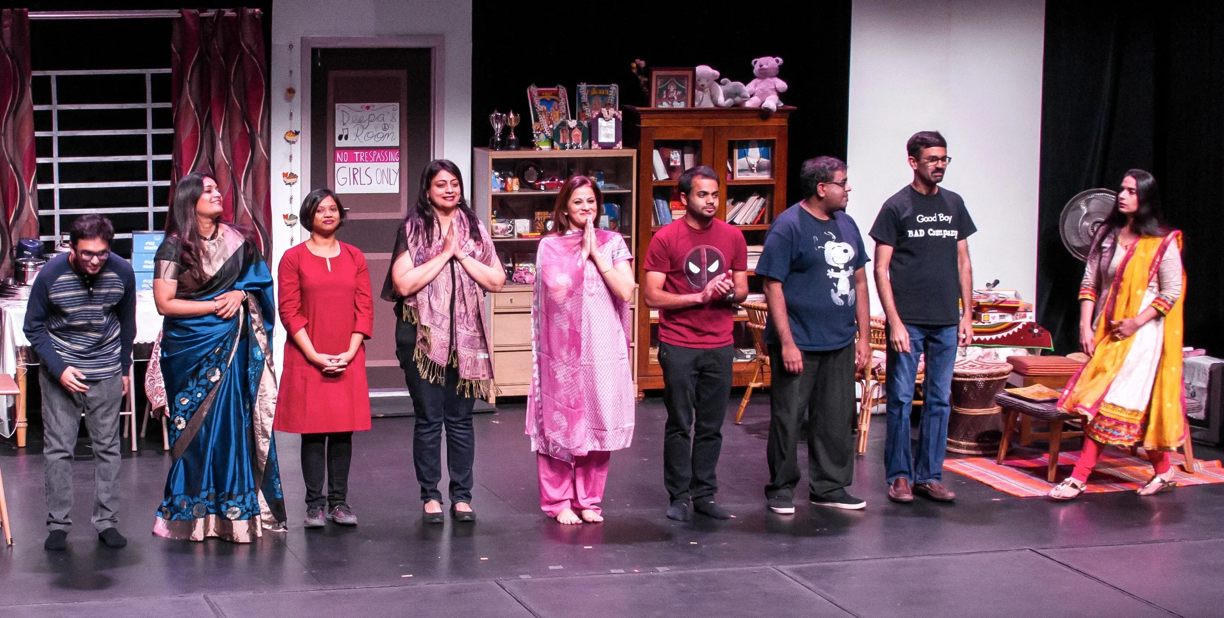 From left to right: Raghu Chintapalli, Sowmya Saiprasad, Rashi Garg, Aditi Honawar, Sindu Singh, Dev Milind, Shiva Arunachalam, Sathish Shenoy, Nayana Shenoy. PC: Yael & Gosha Davis