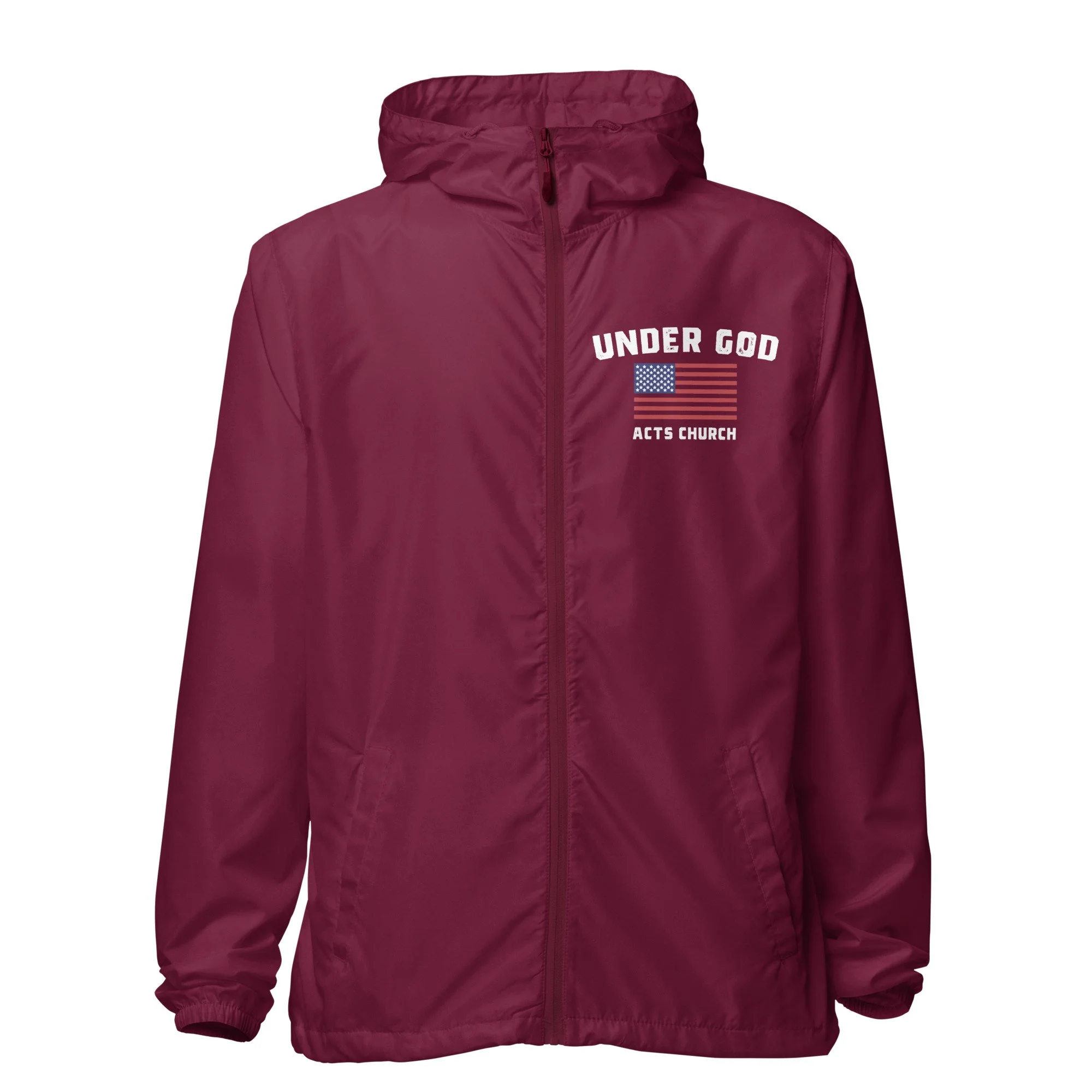 unisex-lightweight-zip-up-windbreaker-maroon-front-66634472142ac.jpg