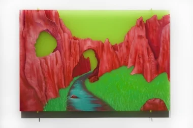 Tracy Sarroff, The Crimson Arch , 2013, oil paint on Perspex, 56 x 83 cm 