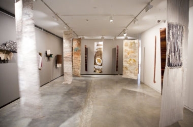  Phaptawan Suwannakudt, Not For Sure , 2012, drafting paper, paper with vegetal fibres, ink, bitumen, gold leaf, dye and pigment, dimensions variable. Installation view of the 18th Biennale of Sydney (2012) at the Museum of Contemporary Art Australia. Photograph: Ben Symons.