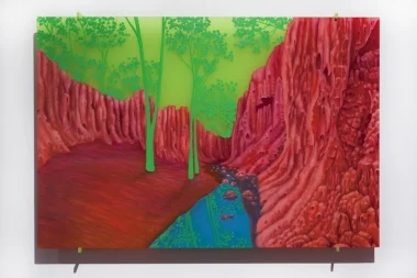 Tracy Sarroff, Mew Chip Gold , 2013, oil paint on Perspex, 56 x 83 cm